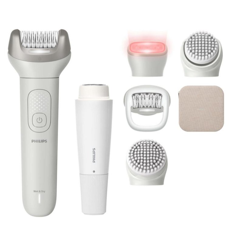 Detalle 2 de Depiladora Eléctrica Philips Beauty Set 9900 BRE738/00 – inalámbrica, 7 cabezales, seco y húmedo