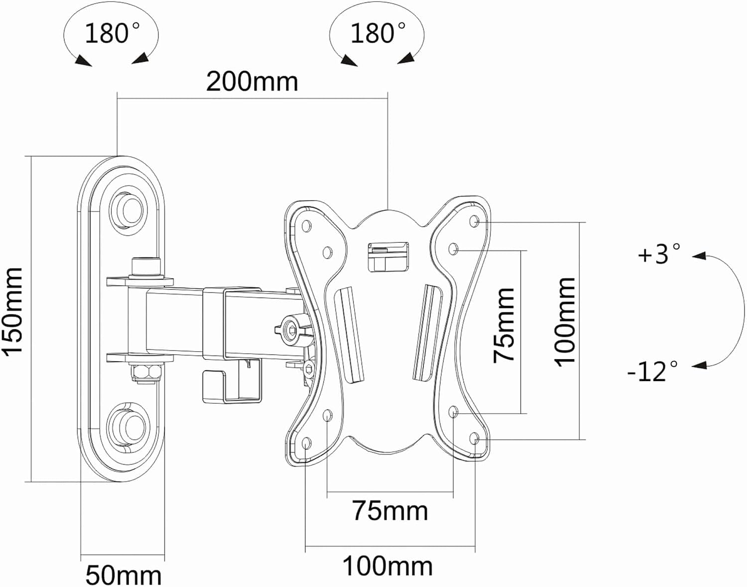 Detalle de PureMounts FM11-100 Wandhalterung für TV-Geräte 33–69 cm (13–27 Zoll) | VESA 100x100