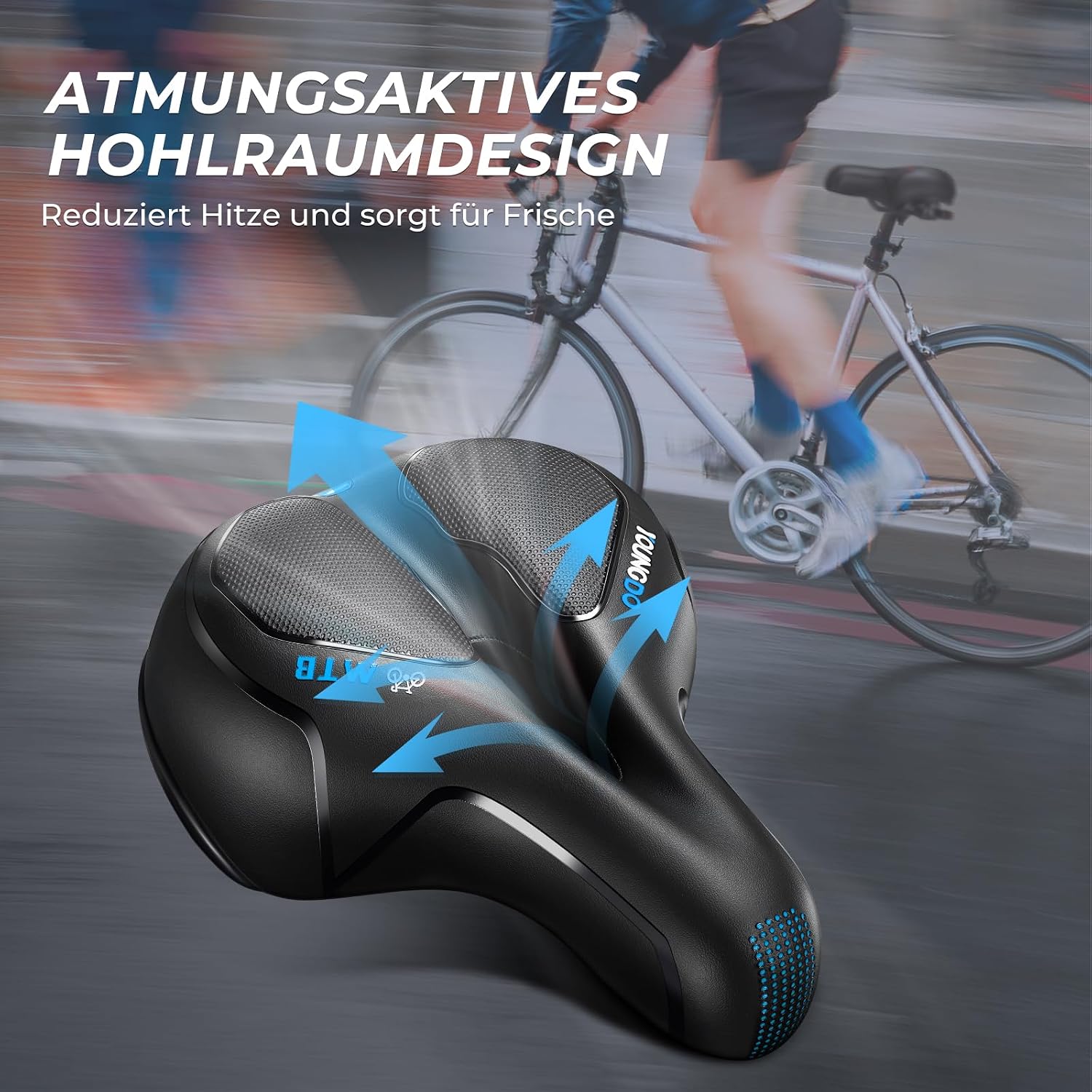 Detalle de YOUNGDO Gel-Fahrradsattel – ergonomisch, komfortabel und atmungsaktiv