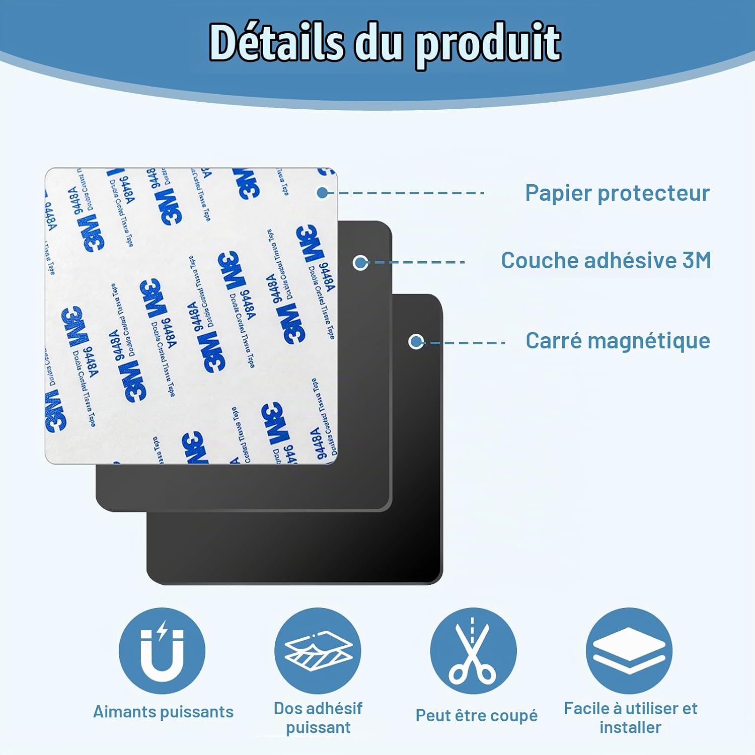 Detalle de RICKMASK JYX-08606 wandmagneten, set van 3, zelfklevend, tot 1 kg per magneet