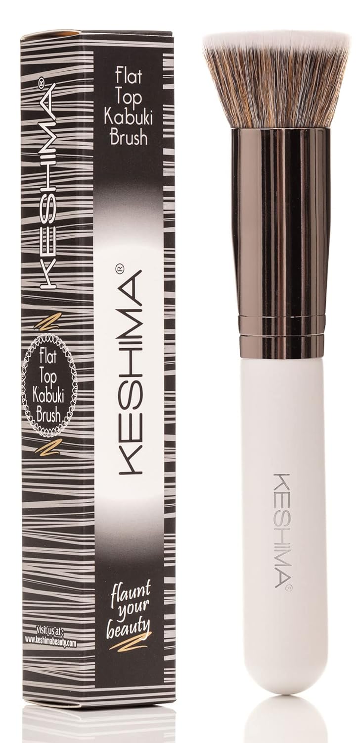 Thumbnail 6 de Keshima Large Flat Top Kabuki Foundation Brush (Neon Purple) — 1.6" Synthetic Bristles for Liquid, Cream, and Powder
