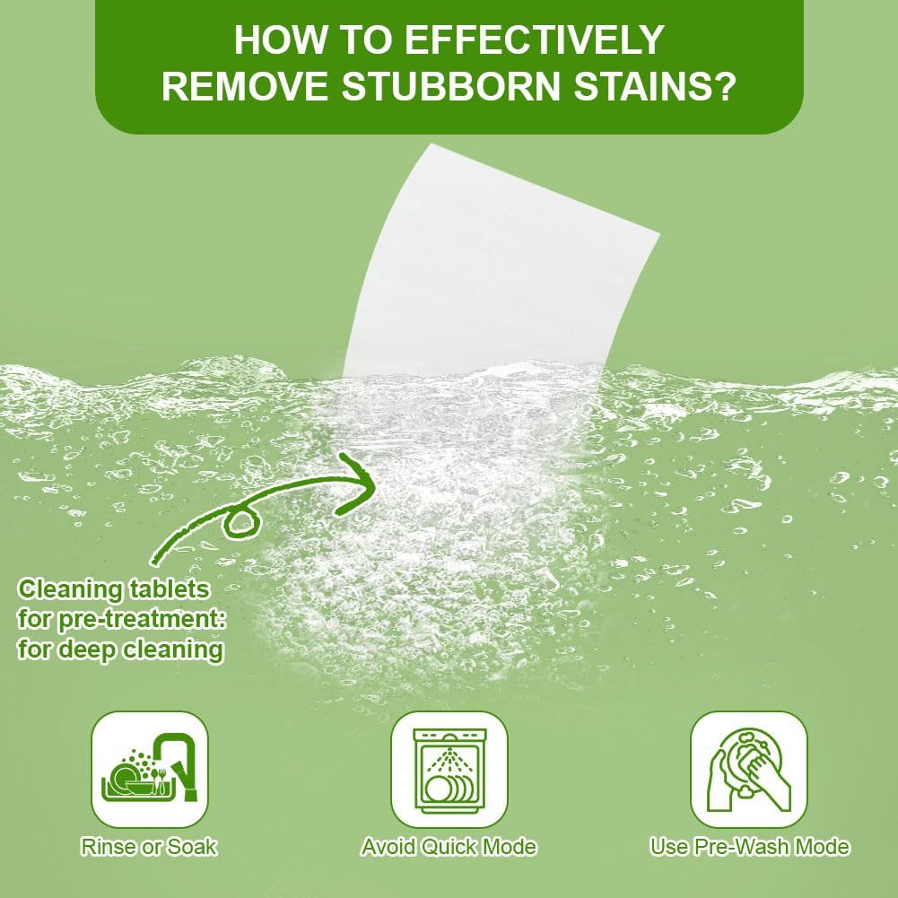 Detalle de AOOWU 5449503 Dishwasher Sheets, 100 Pack with Protease Enzymes