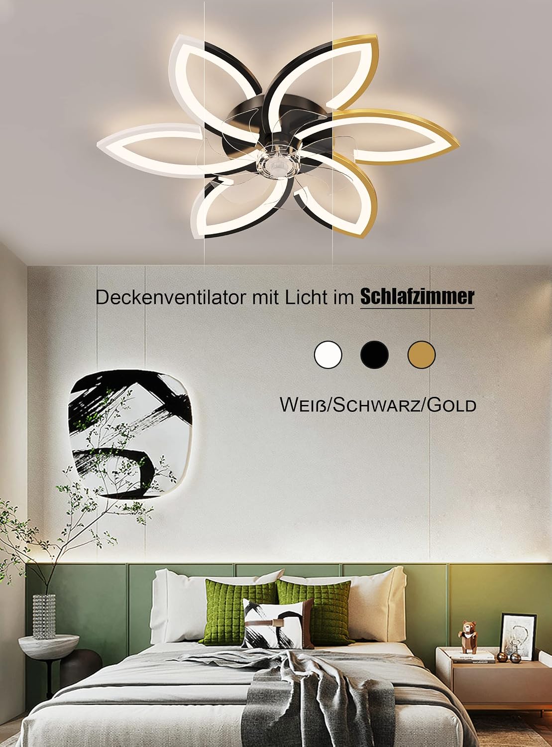 Detalle de DIDADIDA Blanc – wentylator sufitowy z oświetleniem LED 78 × 78 cm