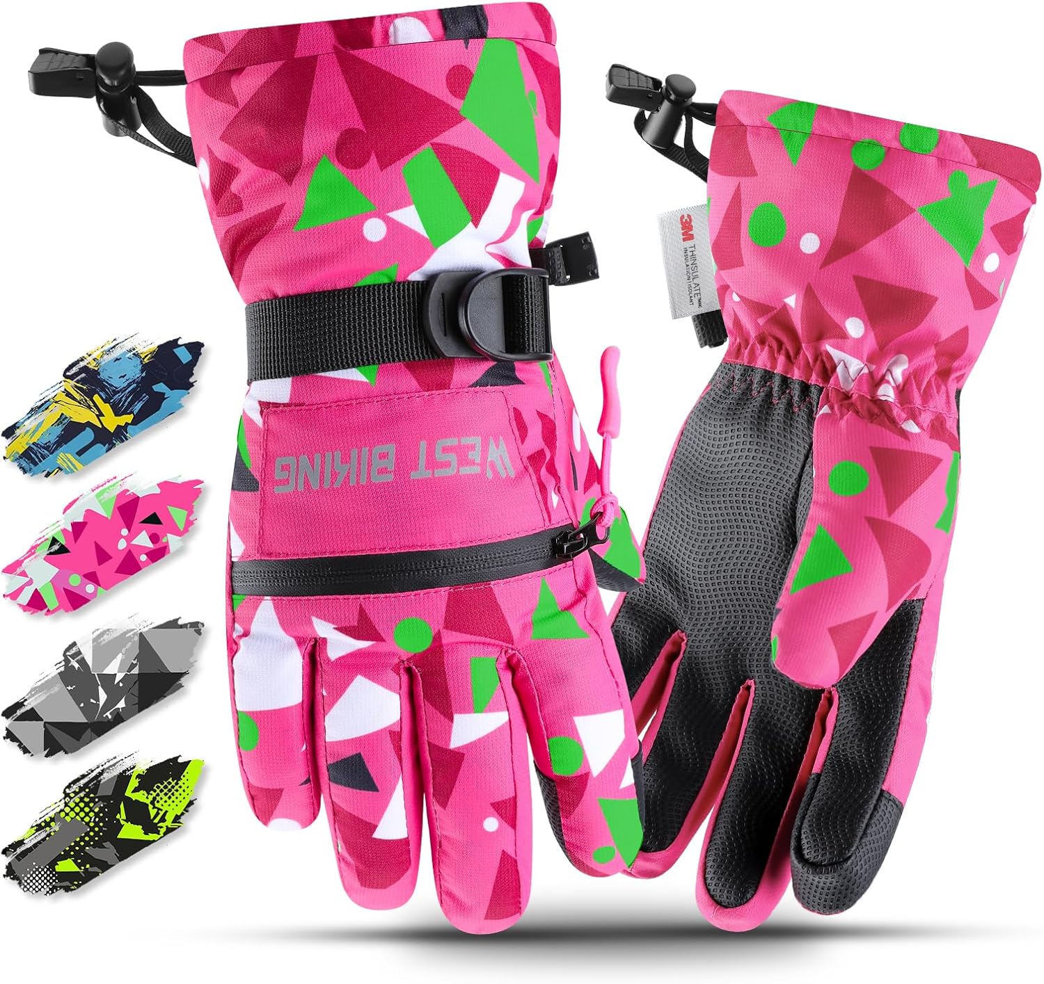 West Biking Kids Ski Gloves 3M Thinsulate, age 6–12