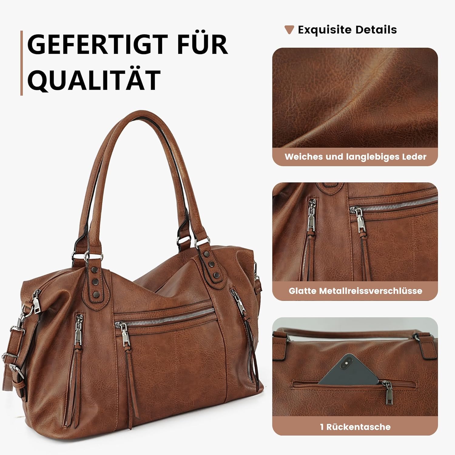 Thumbnail 3 de TANTOMI Damenhandtasche Mittelgroße Umhängetasche & Crossbody-Tasche mit verstellbarem Schulterriemen