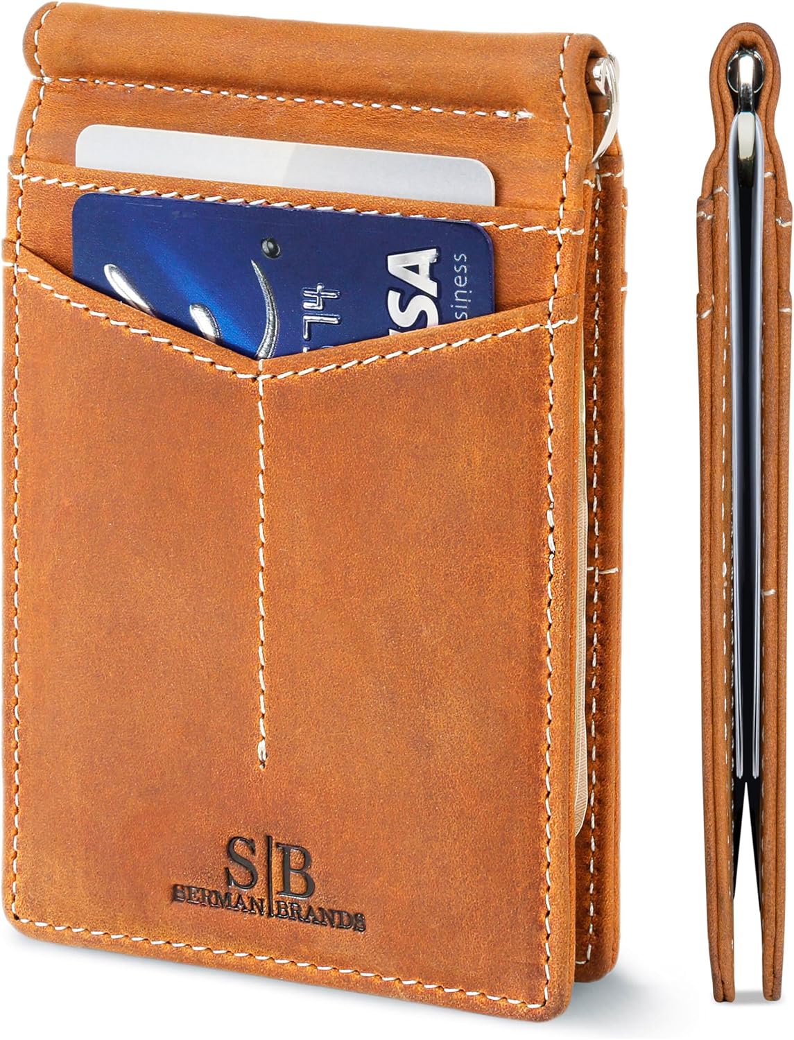 Thumbnail 6 de SERMAN BRANDS RFID-Blocking Bifold Wallet in Full-Grain Leather