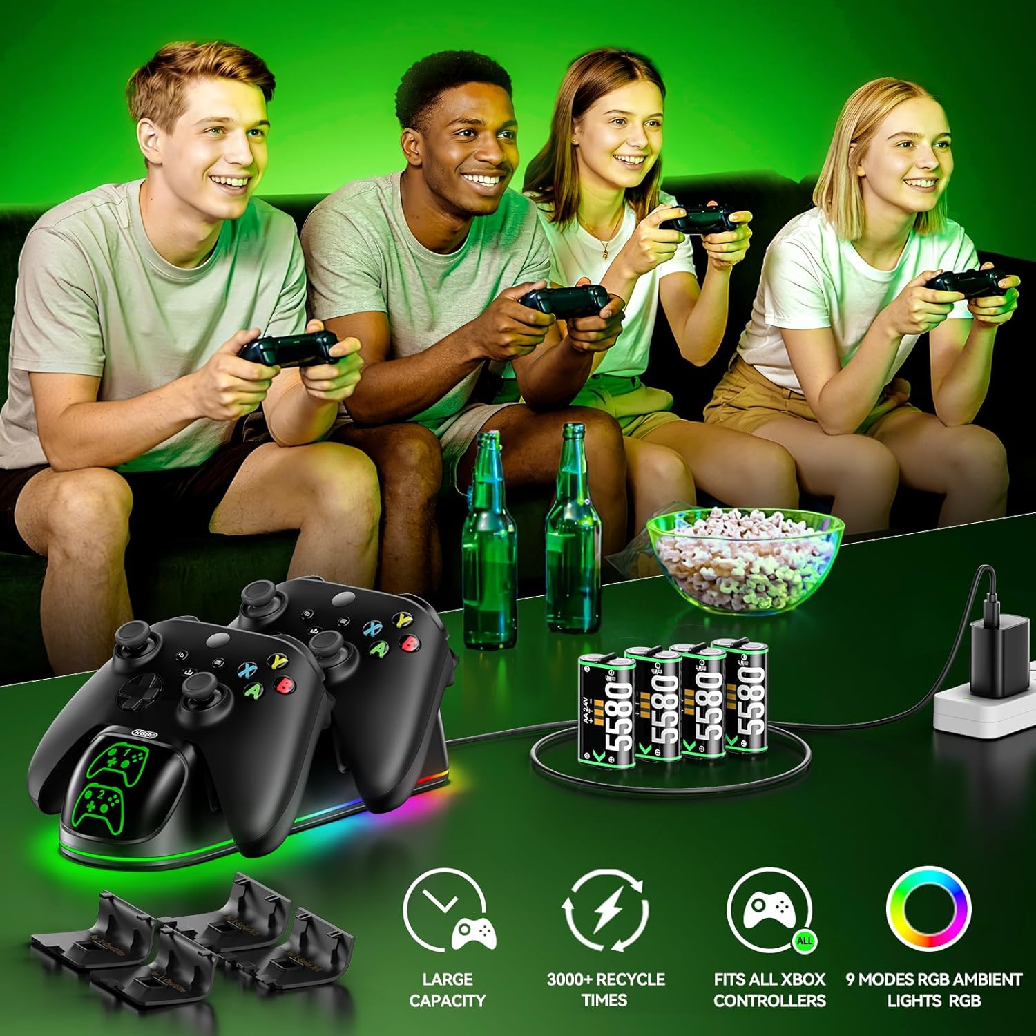 Thumbnail 6 de OIVO Controller Charging Dock with 4 x 5580mWh Rechargeable Battery Packs for Xbox One/Xbox Series X/S