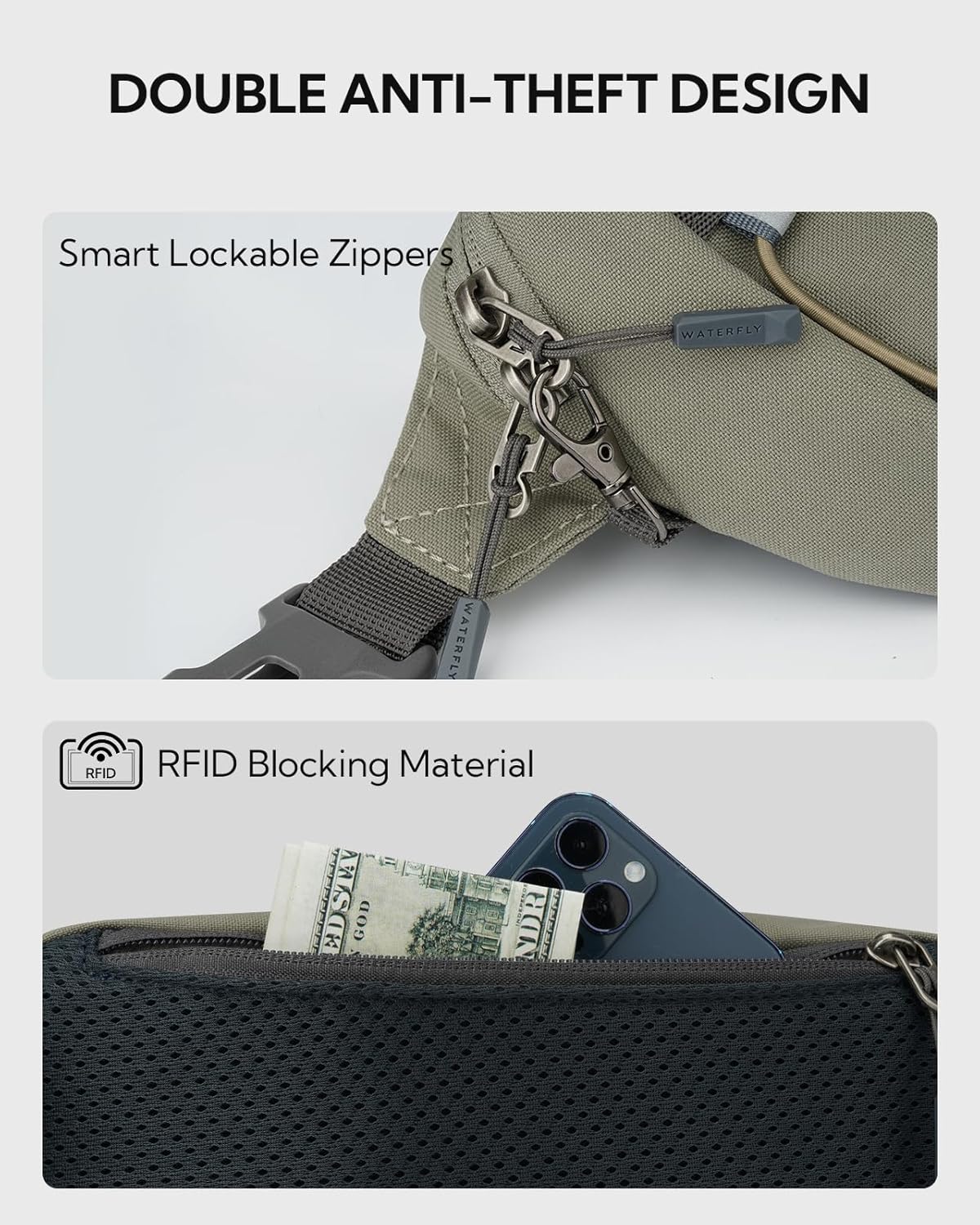 Thumbnail 3 de Waterfly Bum Bag Fanny Pack: Versatile Waist Bag with RFID Protection