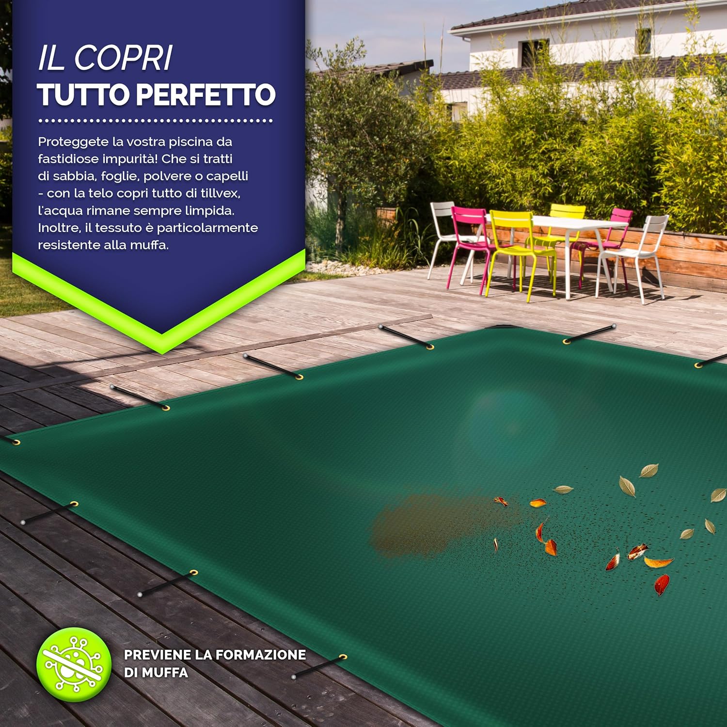 Thumbnail 6 de tillvex® Telone di copertura premium con occhielli e 10 elastici + corda da 15 m, PVC 650 g/m², impermeabile e antistrappo