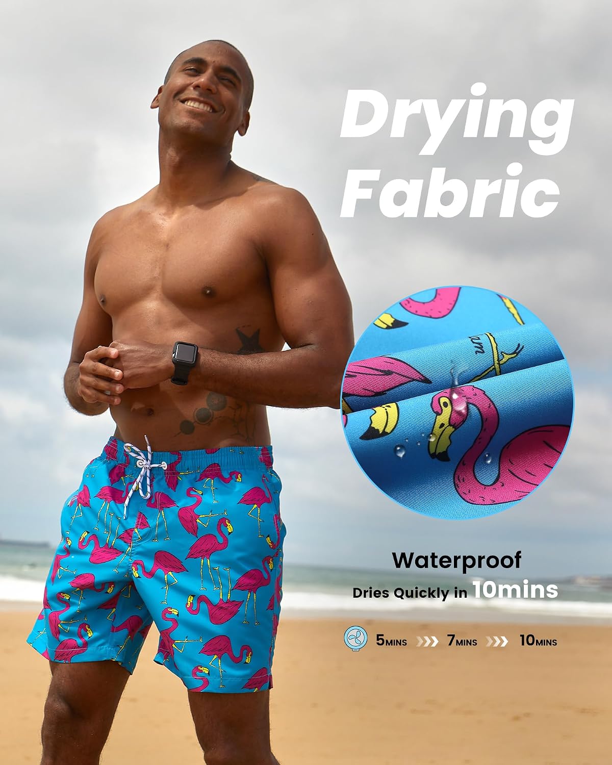 Detalle 2 de MaaMgic men’s quick-dry swimming shorts with mesh lining and drawstring waist