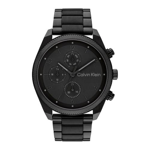 Detalle de Calvin Klein 25200359 Impact, reloj multifunción de cuarzo con esfera y correa negras