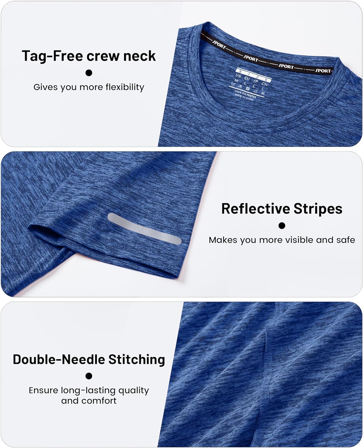 Detalle de MAGCOMSEN Herren Sportshirt Kurzarm – schnelltrocknend, atmungsaktiv