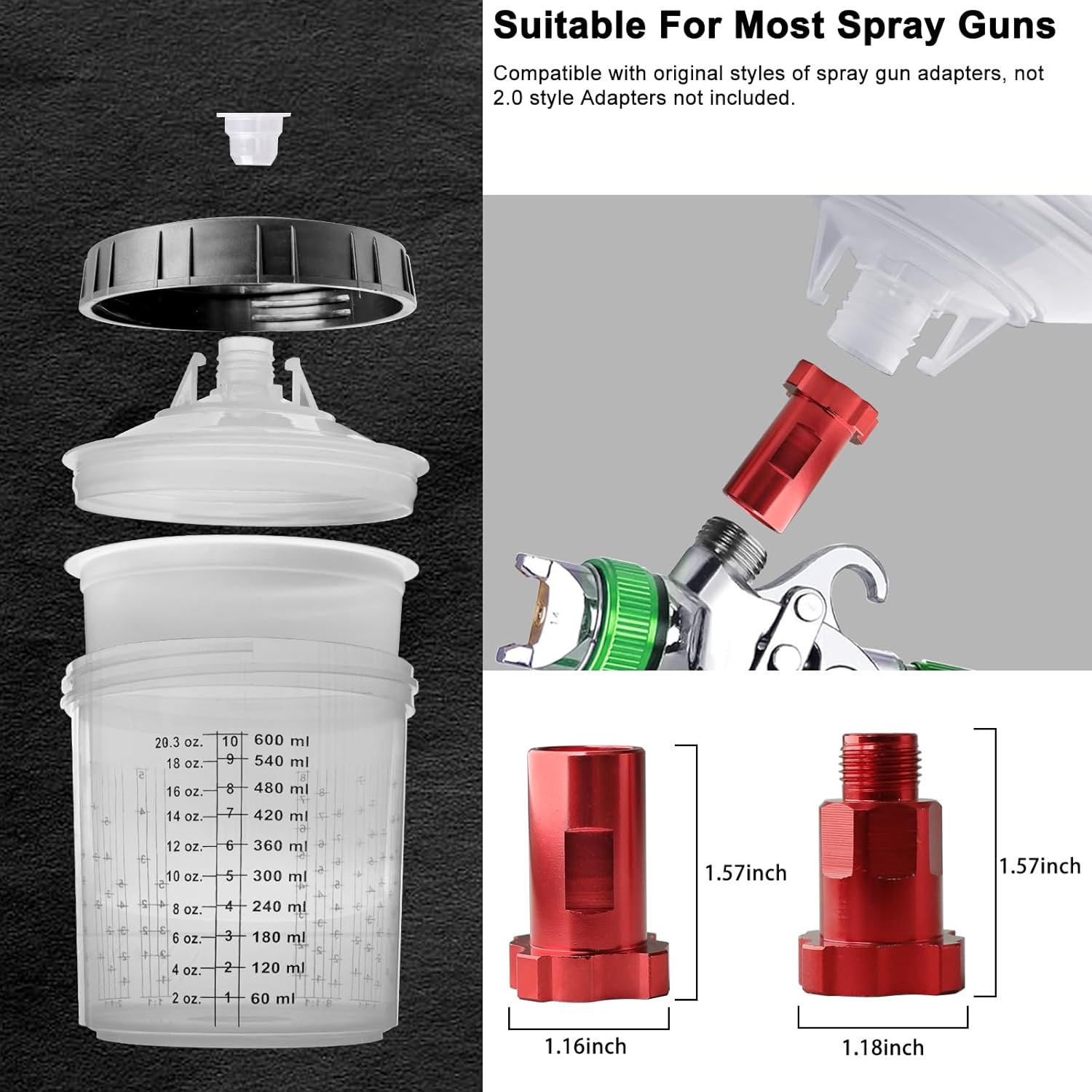 Thumbnail 4 de Einweg Farbmischbecher 600ml Set – 600 ml Mischbecher mit Deckeln, Hartbecher, Haltering, Stopfen und Papiertrichtern