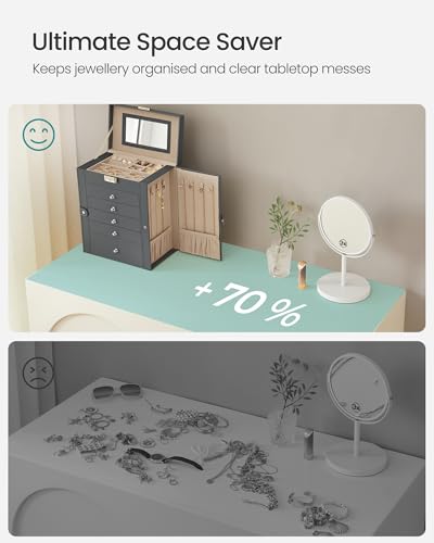 Thumbnail 6 de SONGMICS Large Jewellery Box, 6 Tiers, 5 Drawers, Lockable with Mirror