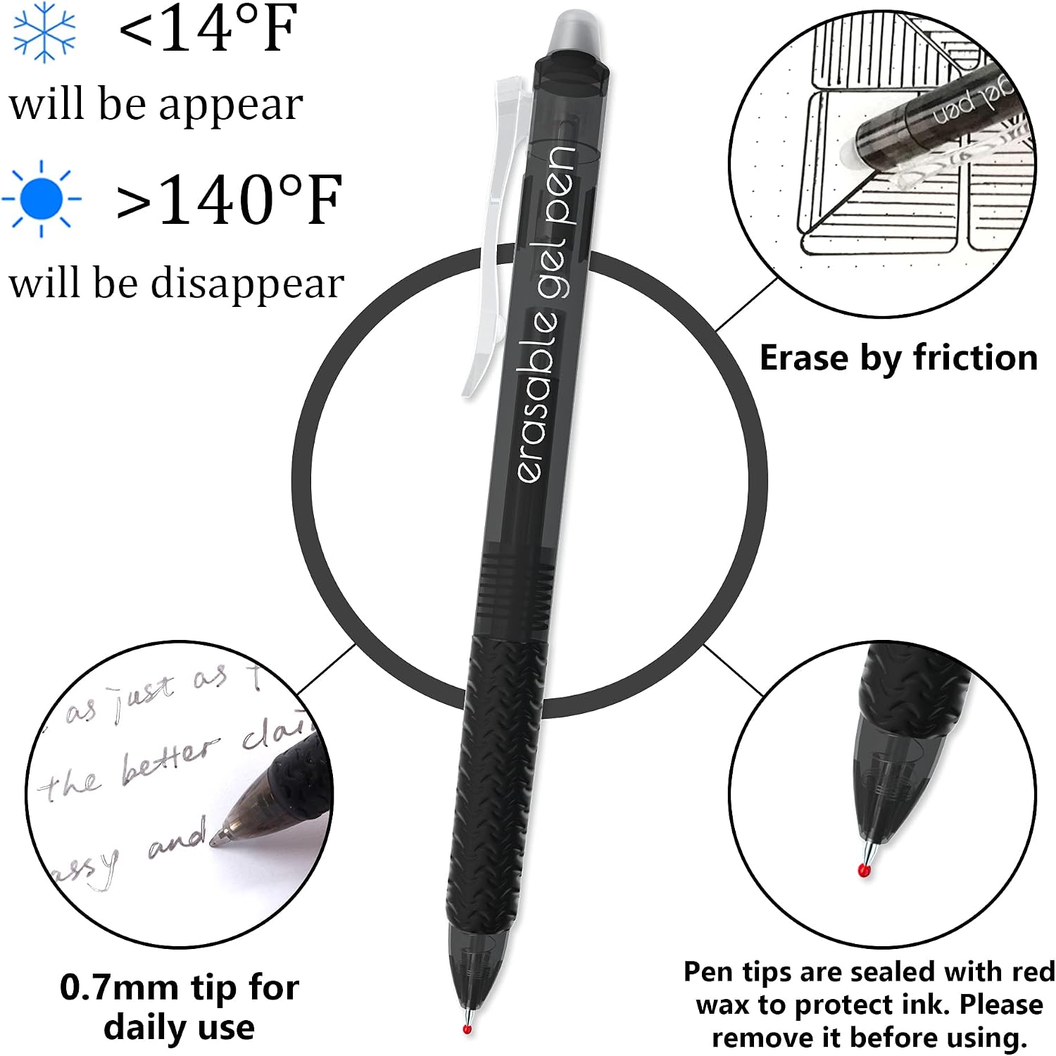Thumbnail 2 de Vanstek VanstekEGP12 Retractable Erasable Gel Pens, 18 Black, 0.7 mm