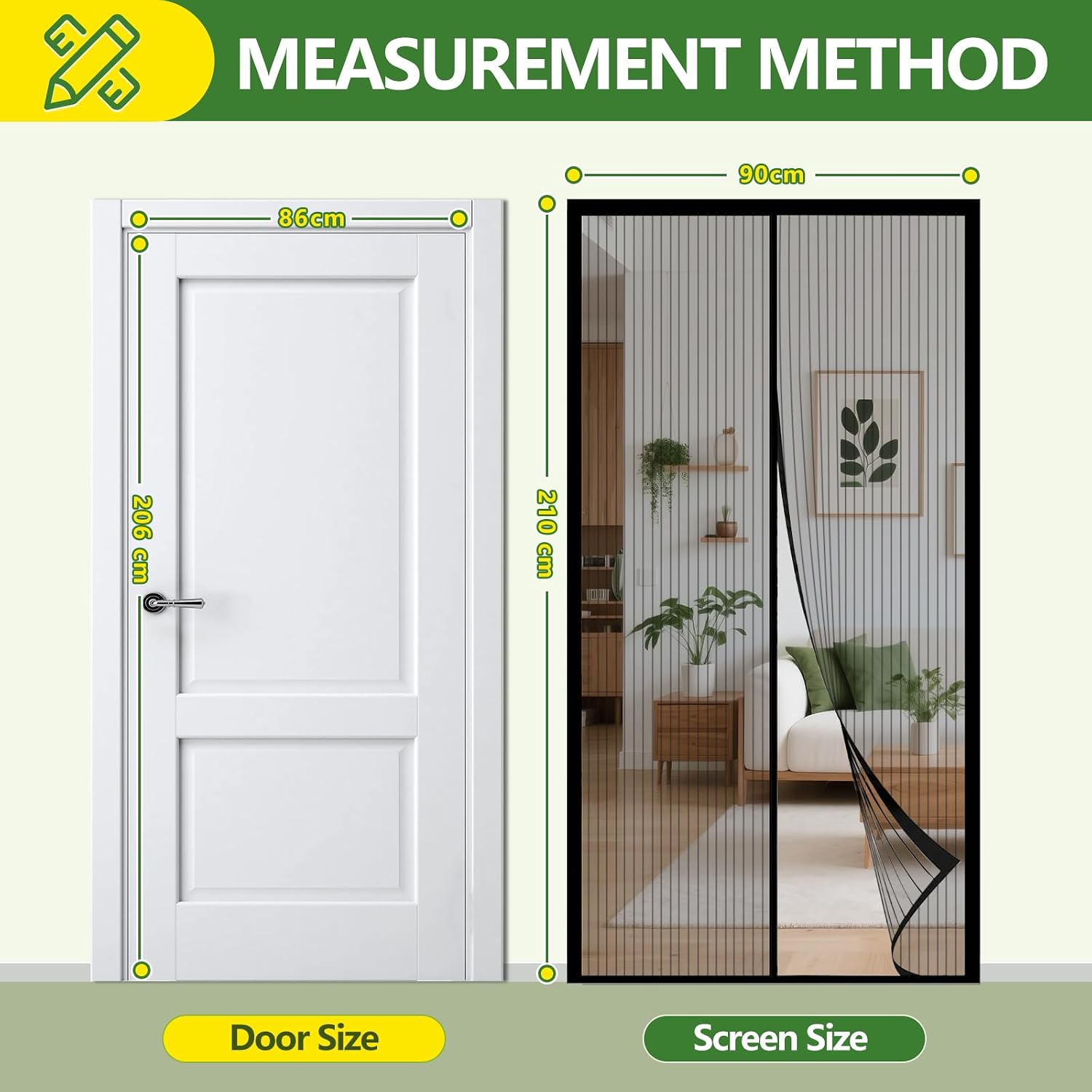 Detalle de COMYESA Fly Screens for Doors – Durable 90x210cm Magnetic Door Screen