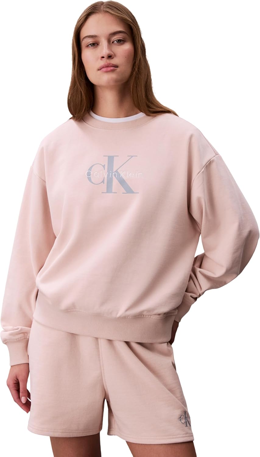 Detalle 2 de Calvin Klein Donna Felpa Monologo French Terry con Scollo Rotondo