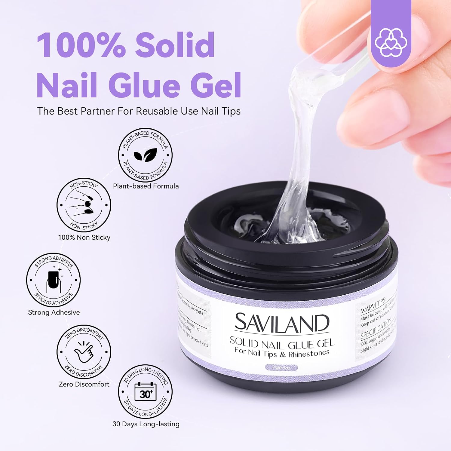 Thumbnail 1 de SAVILAND Fester Nagelkleber for Tips – Festes Gelklebemittel 15 ml, bis zu 21 Tage Halt