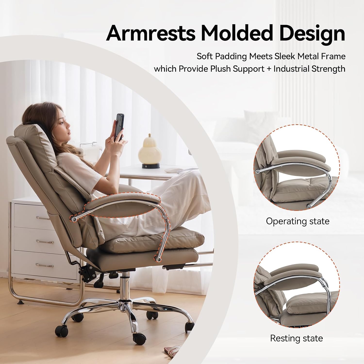 Thumbnail 4 de EMIAH Sedia da Ufficio Direzionale con Poggiapiedi – ergonomia, comfort e stile khaki