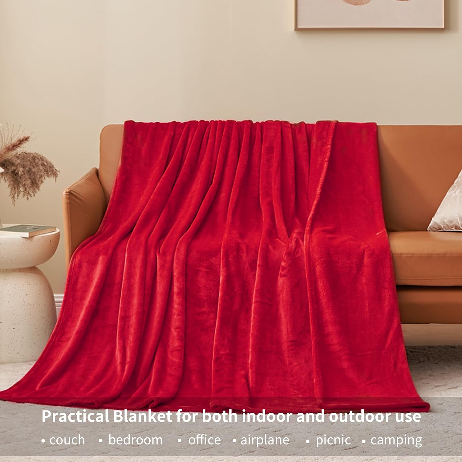 Thumbnail 2 de Aisbo Fleece Blanket Red Throw 130x150cm