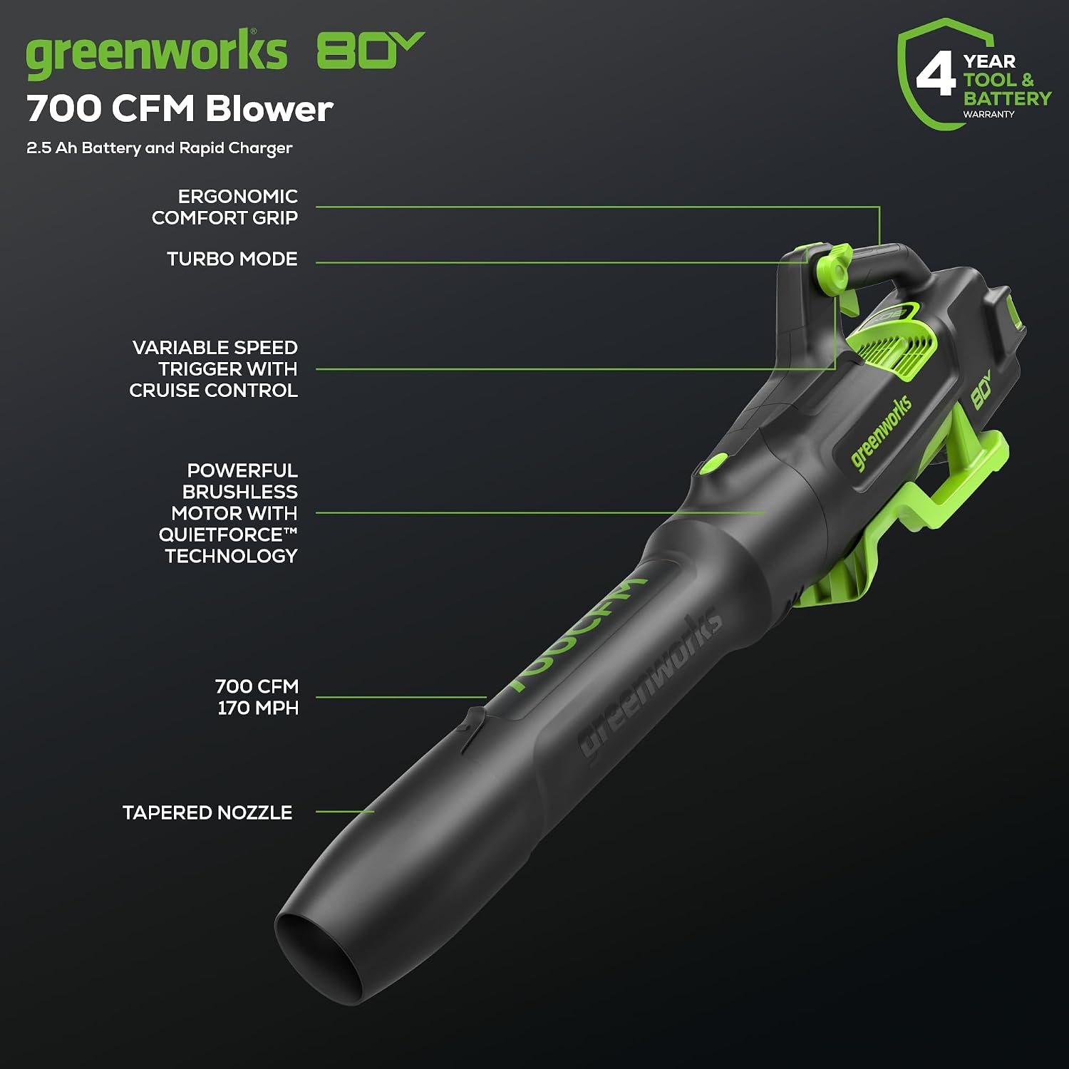 Thumbnail 1 de Greenworks Electric Leaf Blower 2.5 Ah