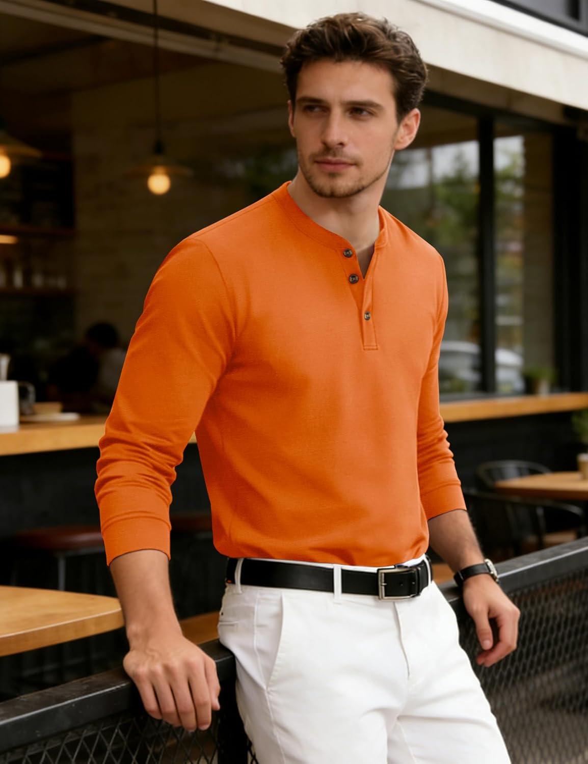 Thumbnail 2 de KEFITEVD Henley Shirt Herren Langarm – Baumwoll-Hemd mit Knopfleiste