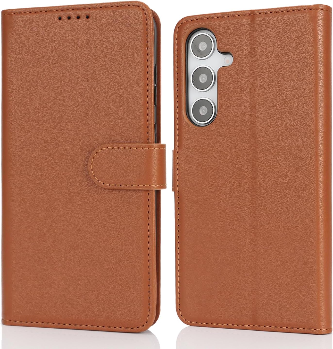 Thumbnail 2 de Zouzt Hülle für Samsung Galaxy S25 Plus – stoßfeste Flip-Lederhülle mit Kartenhalter und verstellbarem Stand (Hellbraun)