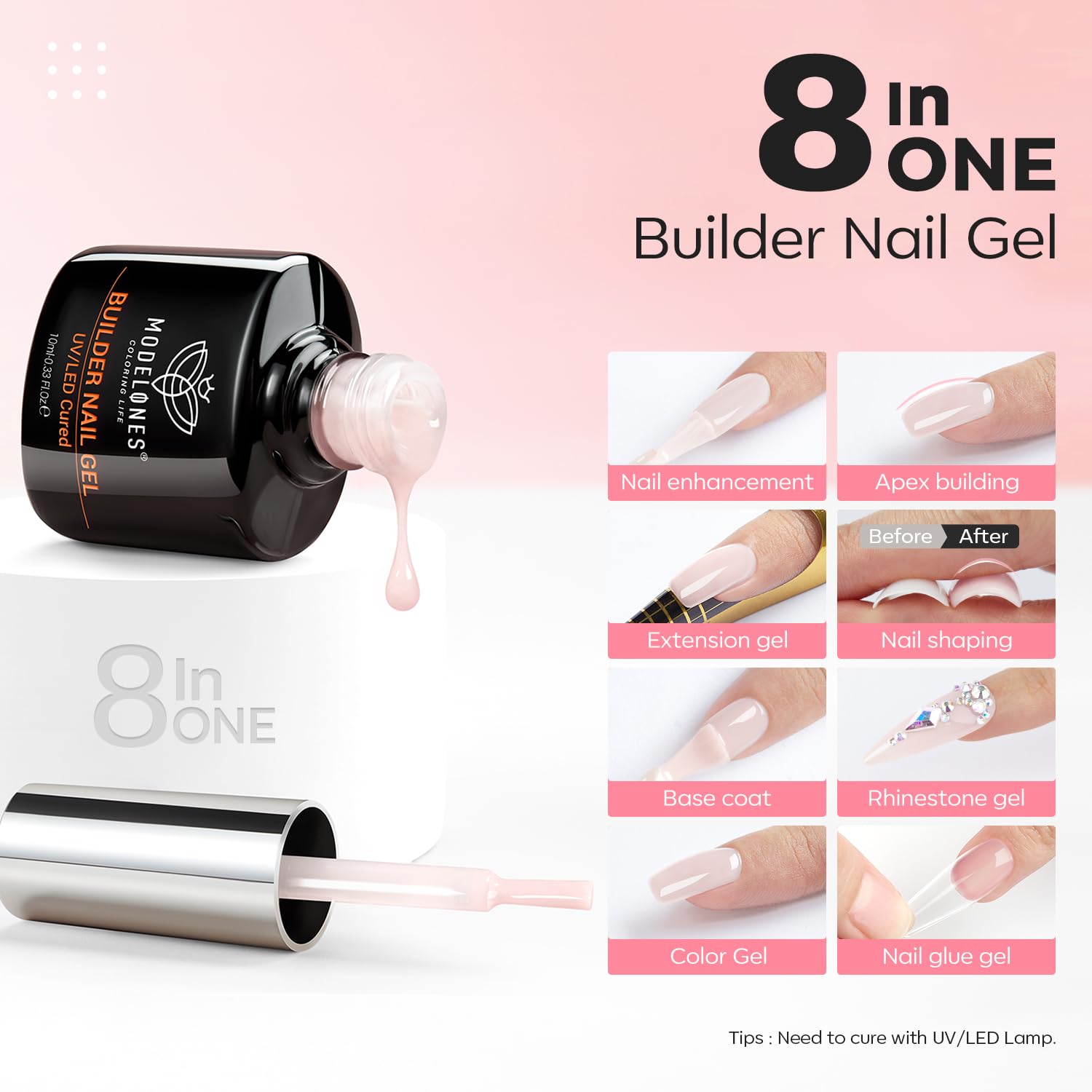 Thumbnail 1 de Nail Builder Gel 8 in 1 Nude Pink