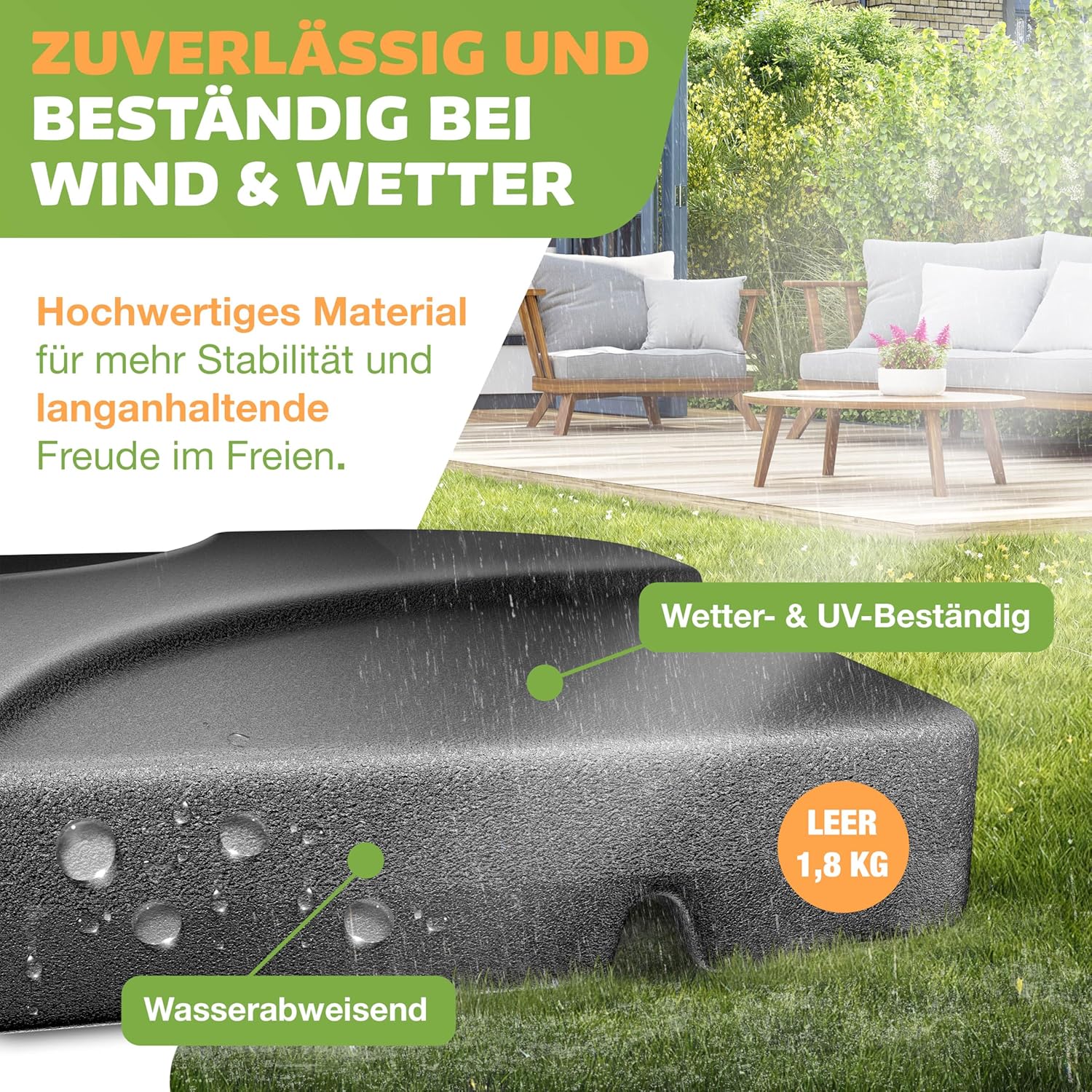 Thumbnail 3 de KESSER Sonnenschirmständer 4-teilig – stabiler Kreuzfuß, 60 Liter/Nachfüllbar mit Wasser oder Sand, inkl. Metallverbinder