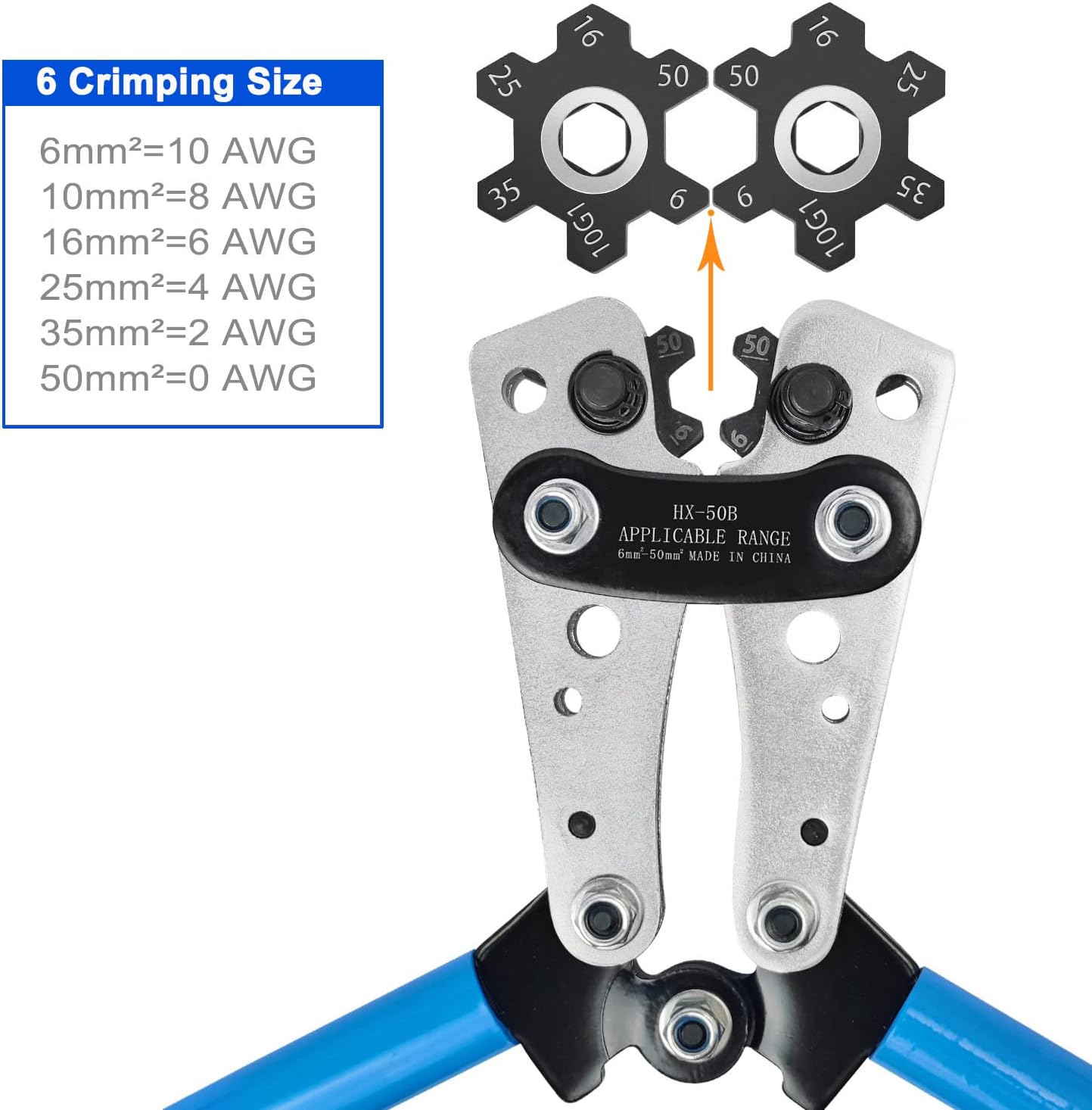 Detalle de Brileine Battery Cable Crimping Tool Kit 6–50 mm²