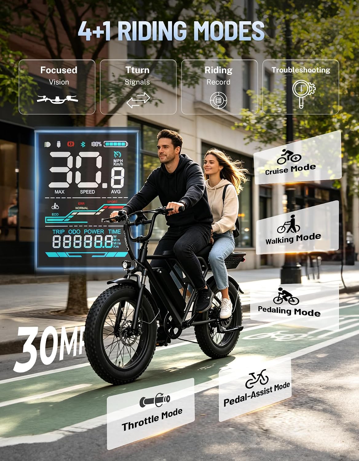 Detalle de Jasion Fat Tire Electric Bike 48V 15Ah