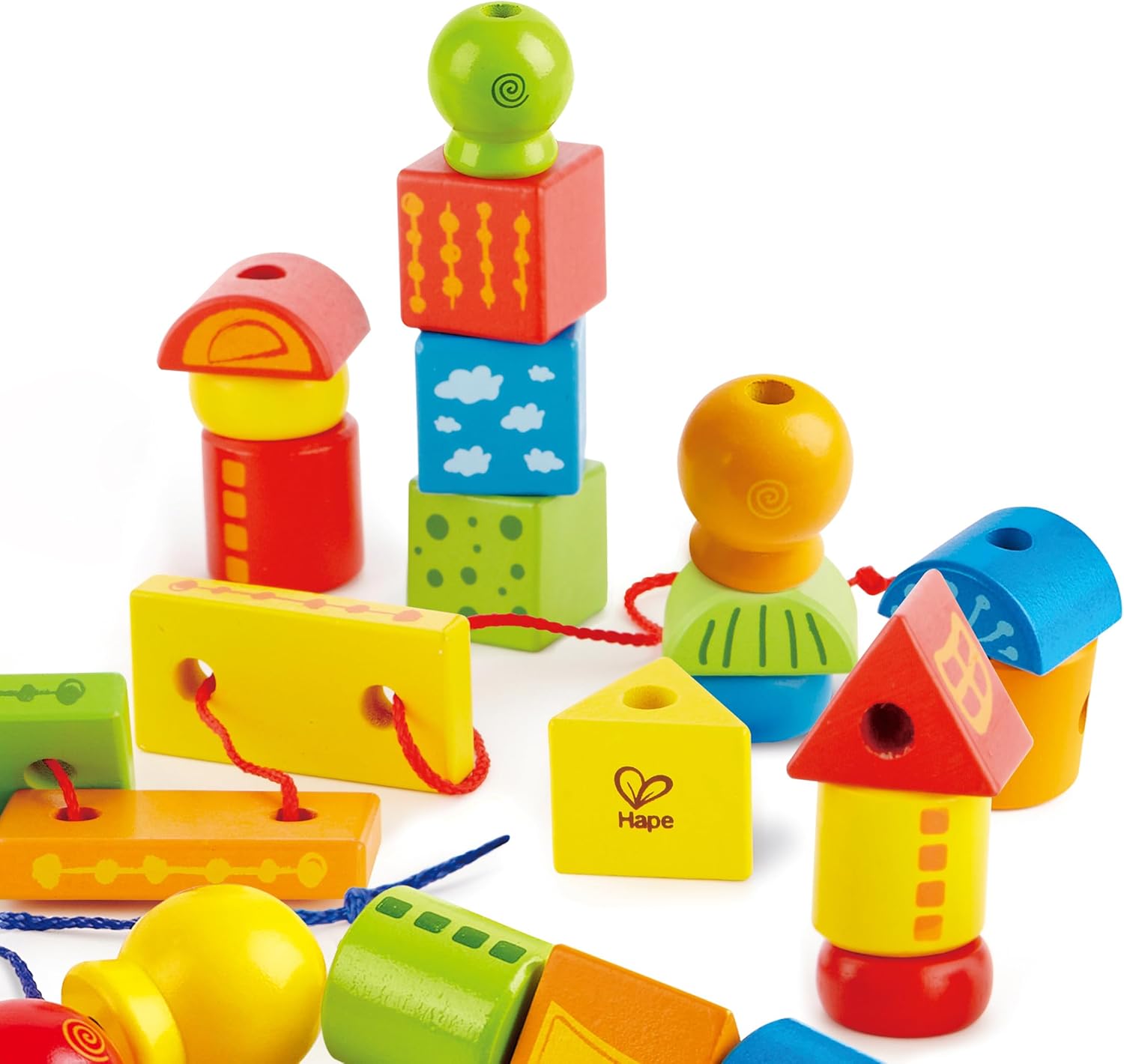 Thumbnail 5 de Hape Formes à Enfiler – Ensemble de 32 perles en bois à enfiler, multicolore