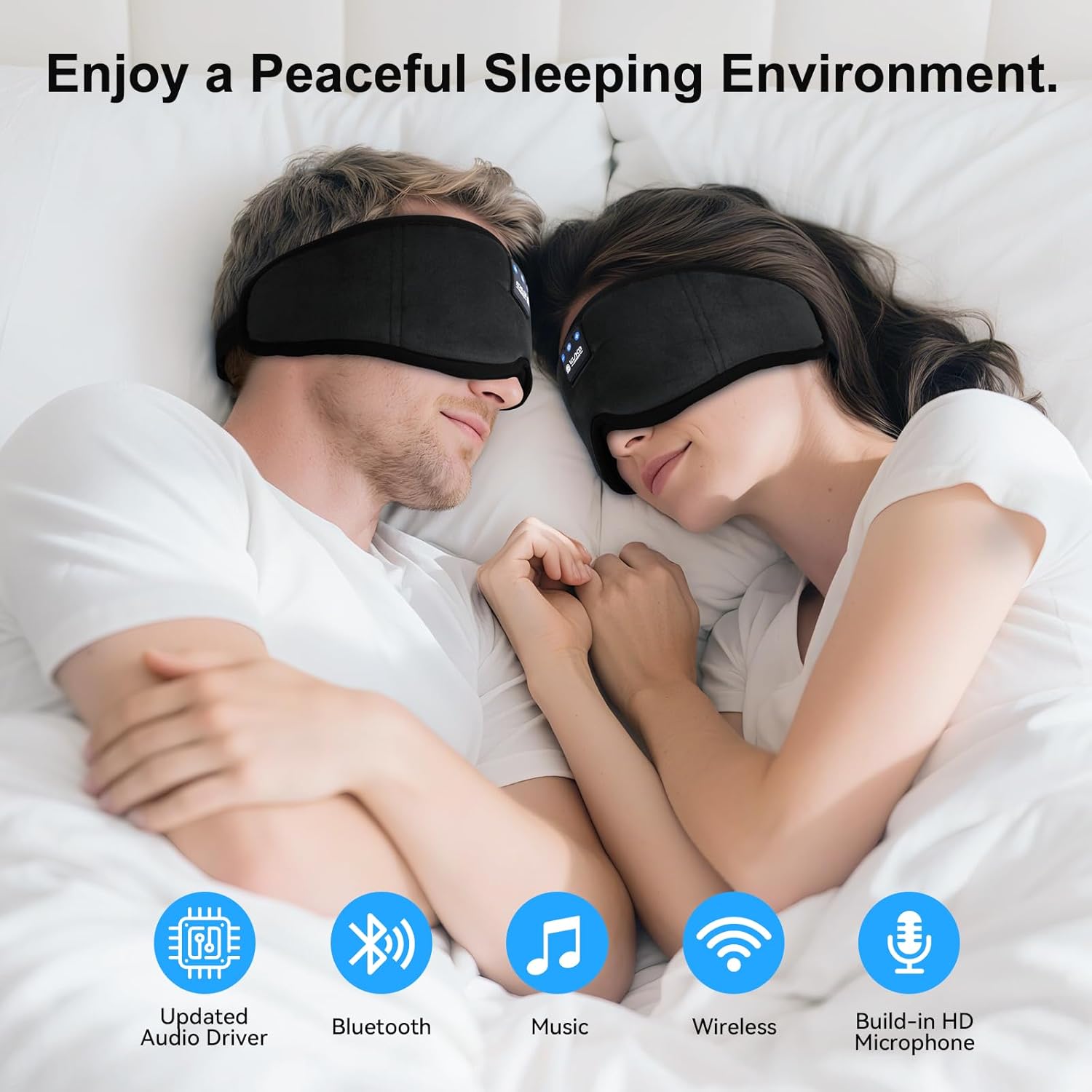 Thumbnail 5 de LOVE EYE Sleep Mask with Bluetooth Headphones – 100% Blackout, Ice Silk, Detachable Speakers