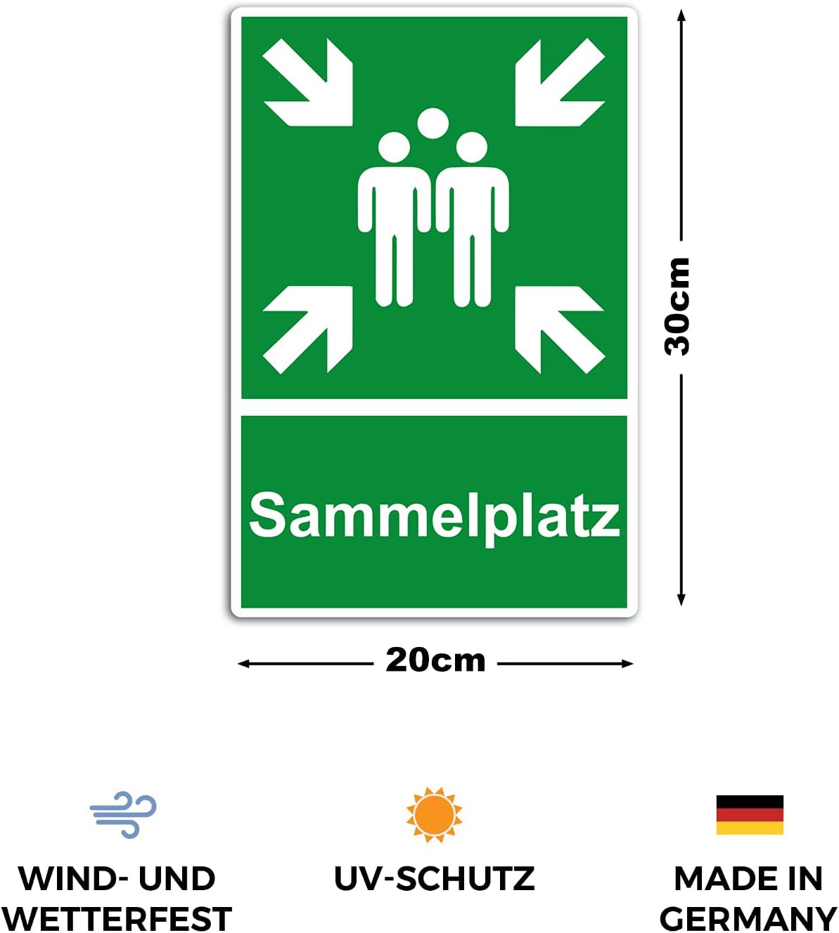 Detalle 2 de STROBO 2 Stück Sammelplatz-Hinweisschild – 30×20 cm, wetterfest und UV-beständig