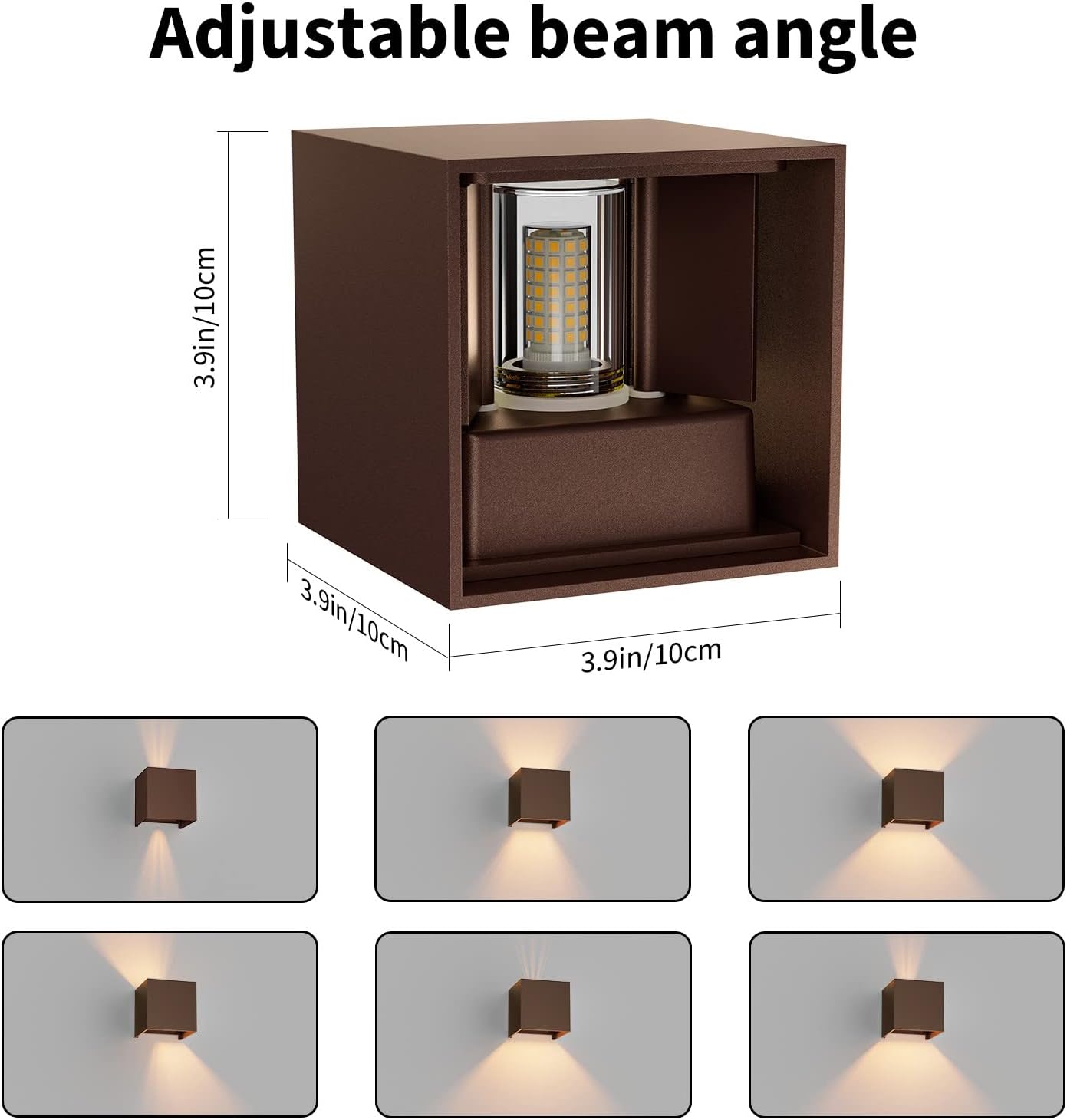 Thumbnail 2 de Klighten 2er-Set Außen-Wandleuchten mit einstellbarem Abstrahlwinkel und austauschbarer G9 LED (Warmweiß 3000K) – Aluminium, Bronze