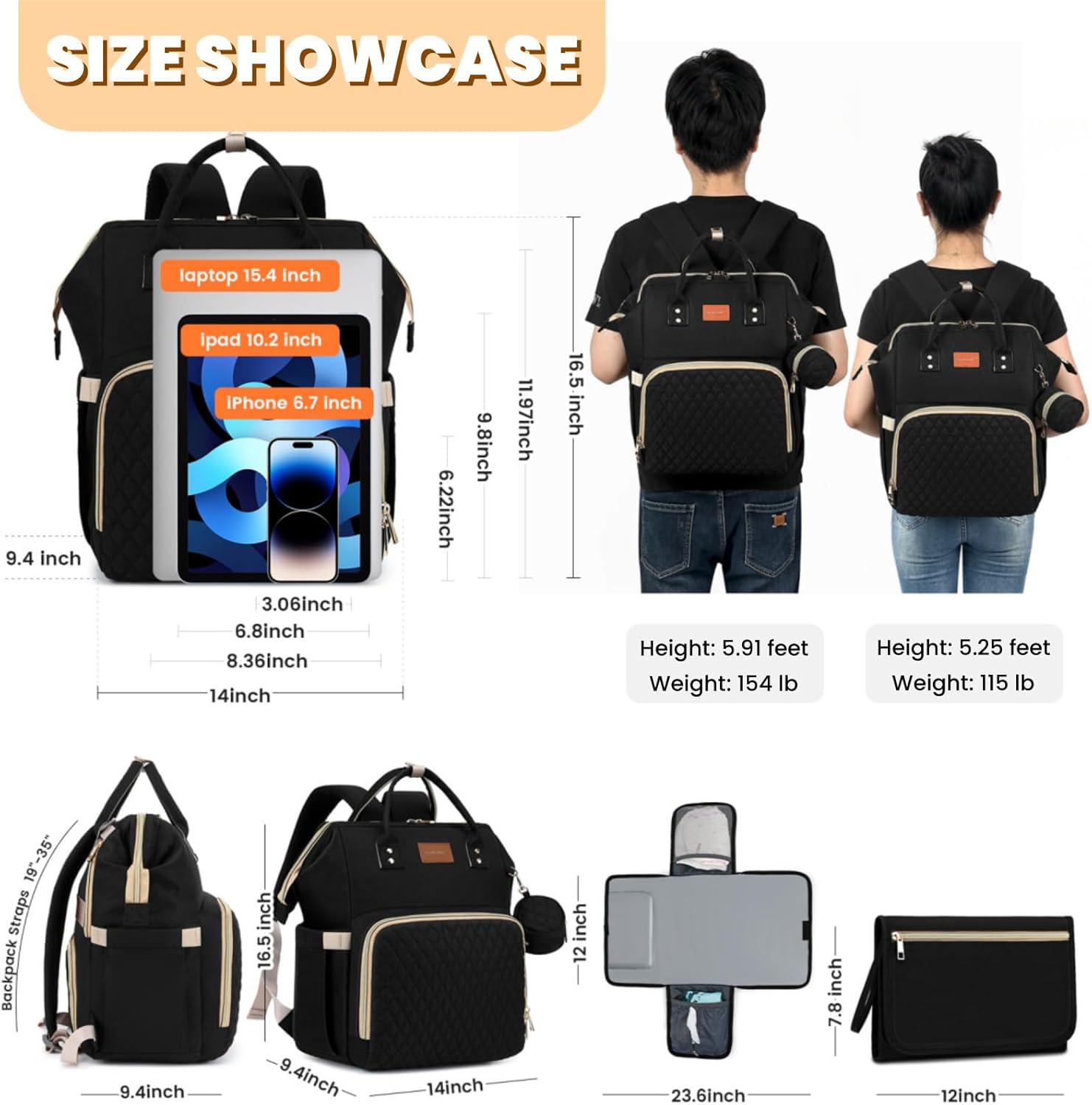 Thumbnail 5 de ROSEGIN Baby Changing Bag Backpack, large waterproof 1