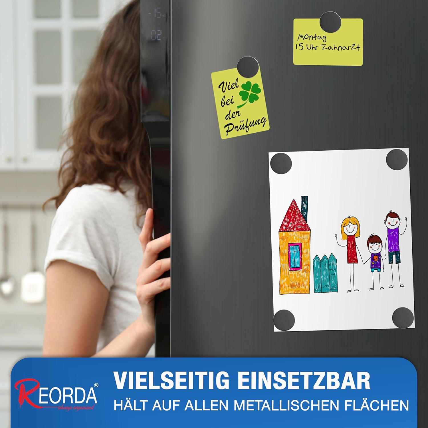 Detalle de REORDA Magnet stark – 60 Stück, Ø30 mm, 8 mm stark, rund, schwarz, rostfrei