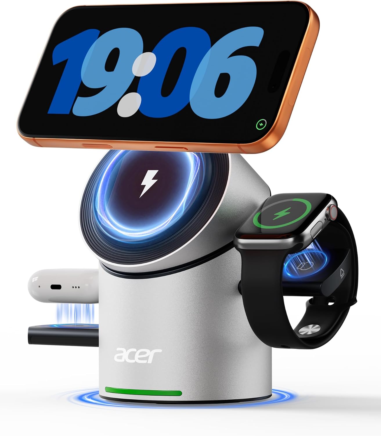 Detalle de Acer 3-in-1 wireless charging station with aluminum alloy