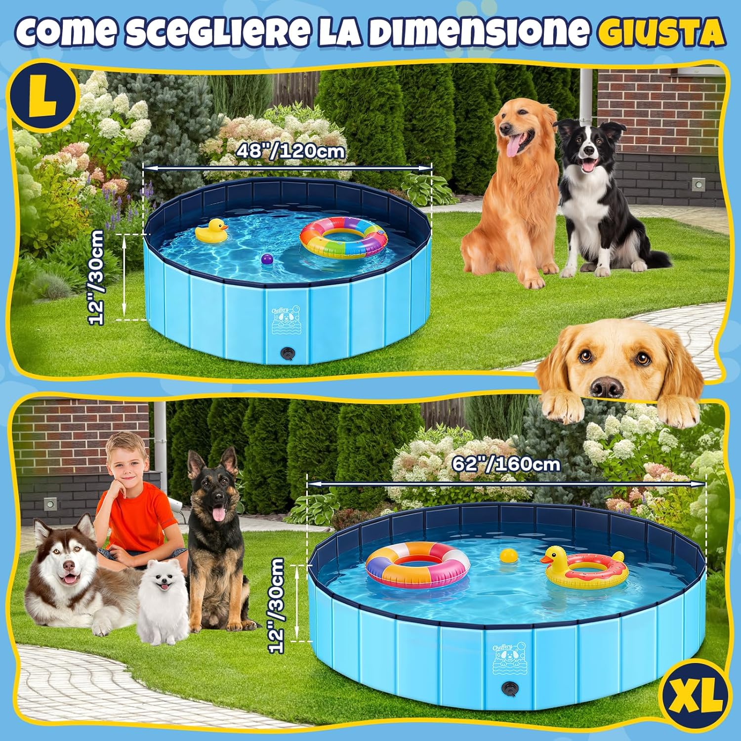Detalle 2 de JONRRYIN Piscina per Cani 160x30 cm: Portatile, Antiscivolo e con Drenaggio Doppio
