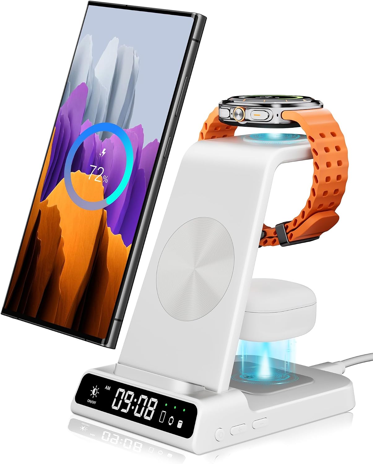 Detalle de leQuiven Chargeur Induction 3 en 1 pour Galaxy