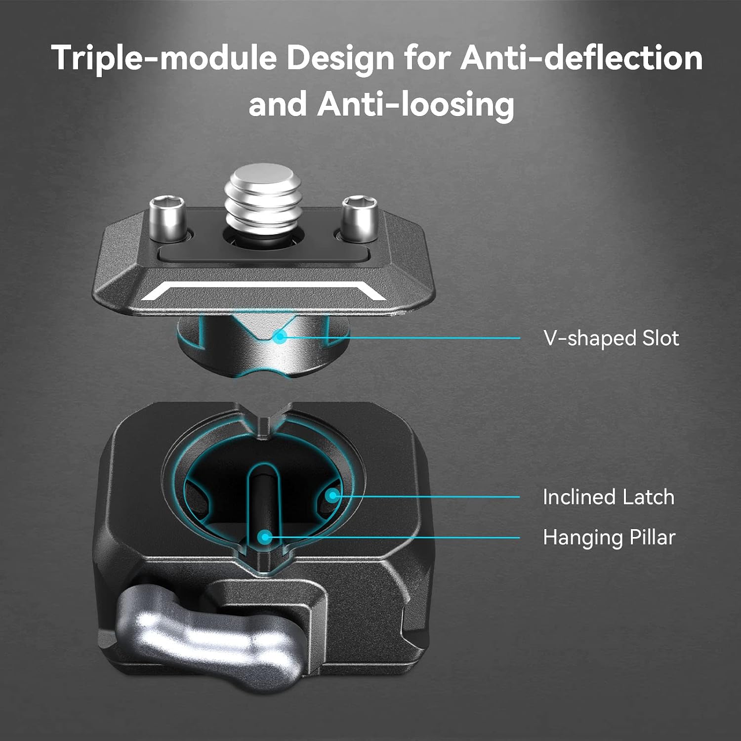 Detalle 2 de SMALLRIG HawkLock Mini-Schnellwechselplatte 3513 (1/4 Zoll) für Canon, Sony – für Stativ, Einbeinstativ & mehr