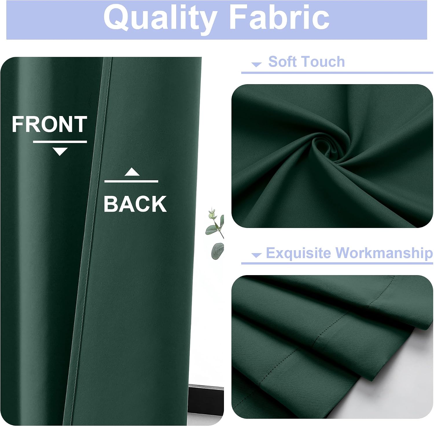 Thumbnail 2 de Simplebrand Ava SESMWGRP4063SET2EVG Blackout Curtains, 2 Panels, 40 x 63 Inches