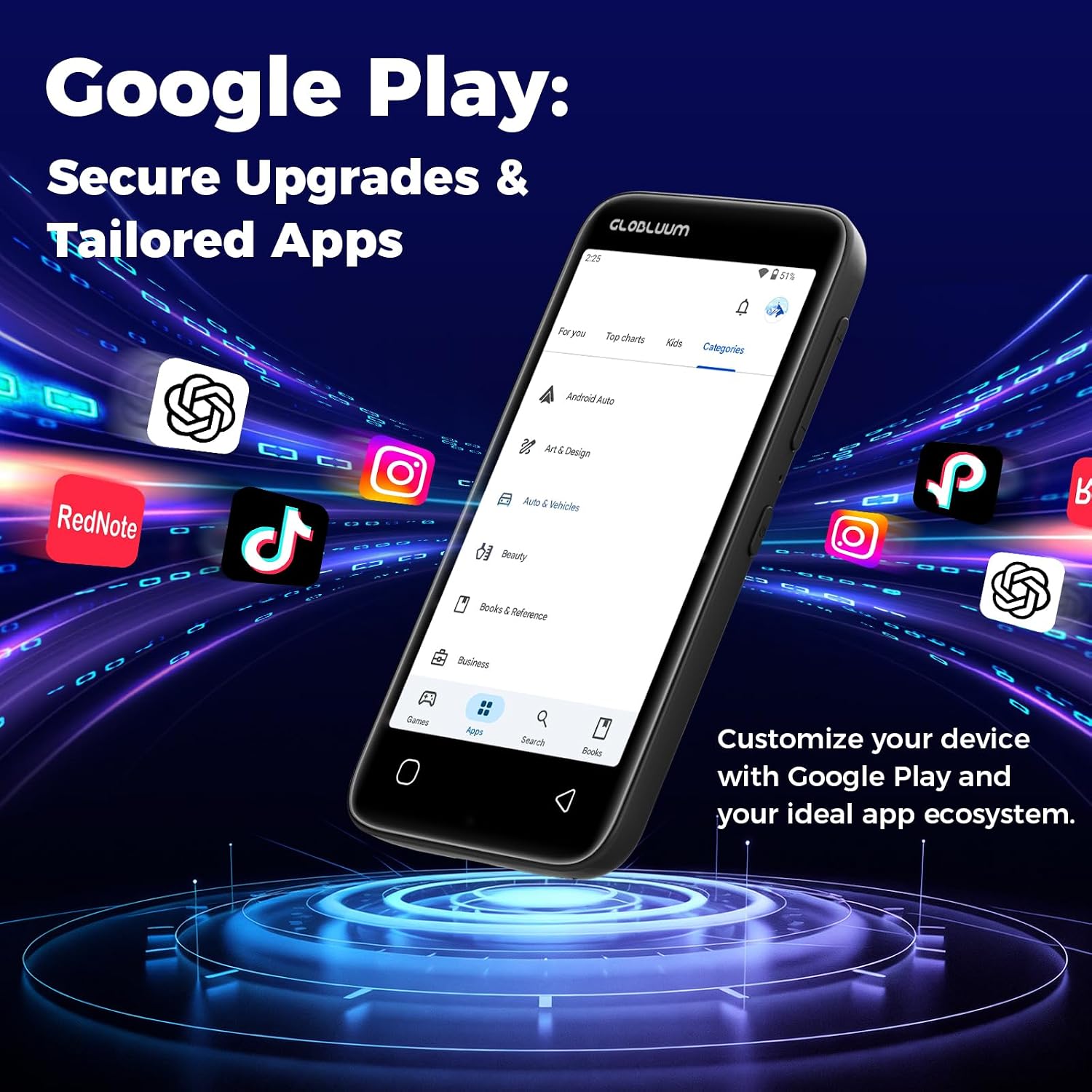 Thumbnail 3 de Globluum SU7 MP3 Player with 96GB, Android 14, Wi-Fi and 4-Inch Touchscreen