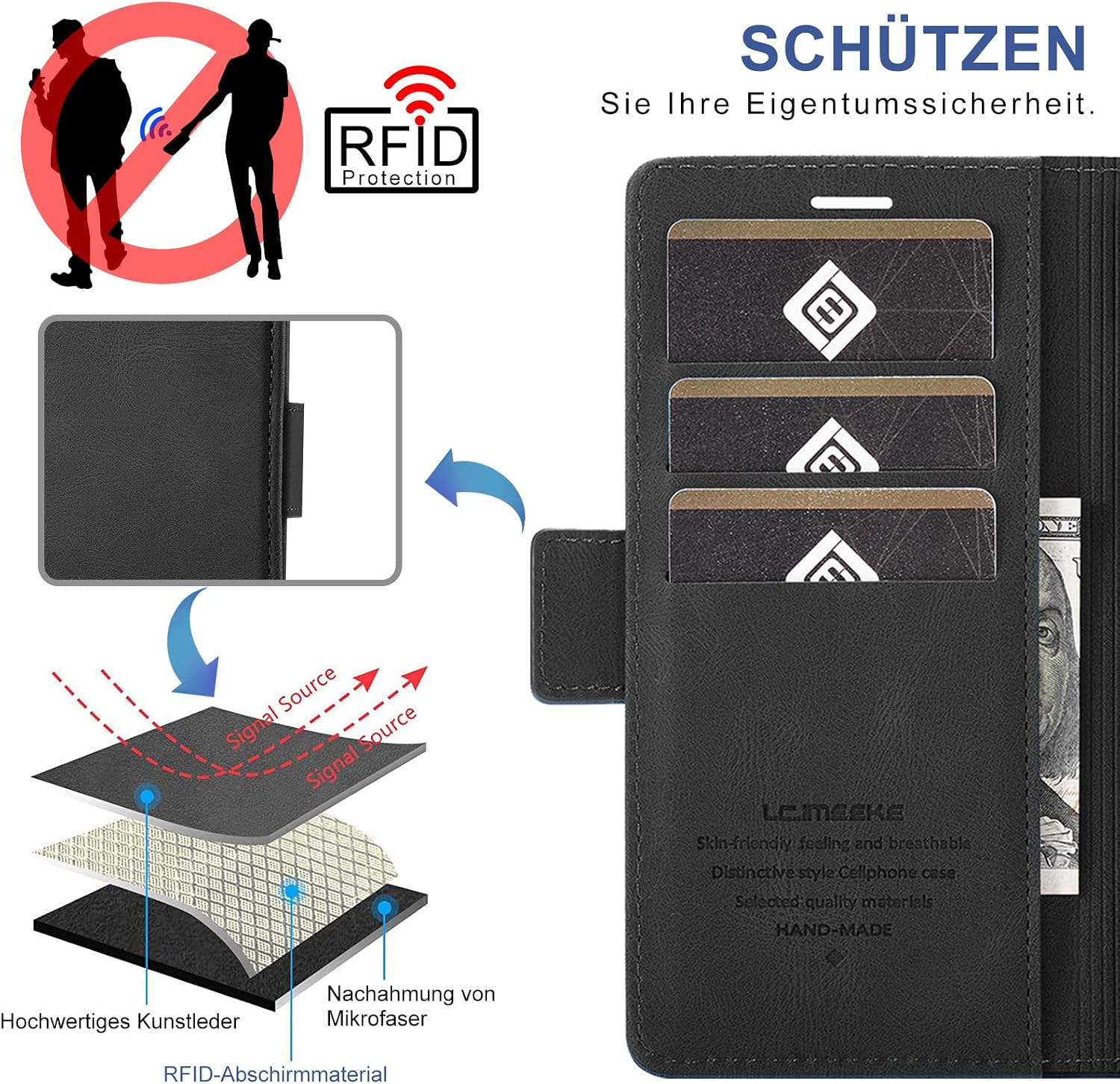 Thumbnail 3 de Giyer Wallet-Hülle fürs Samsung Galaxy Xcover 7 – PU-Leder, Displayschutzfolie & Standfunktion