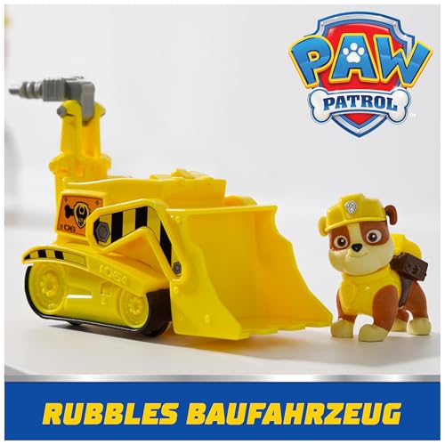 Detalle 2 de PAW Patrol Rubble-Figur mit Bulldozer-Baufahrzeug – ab 3 Jahren