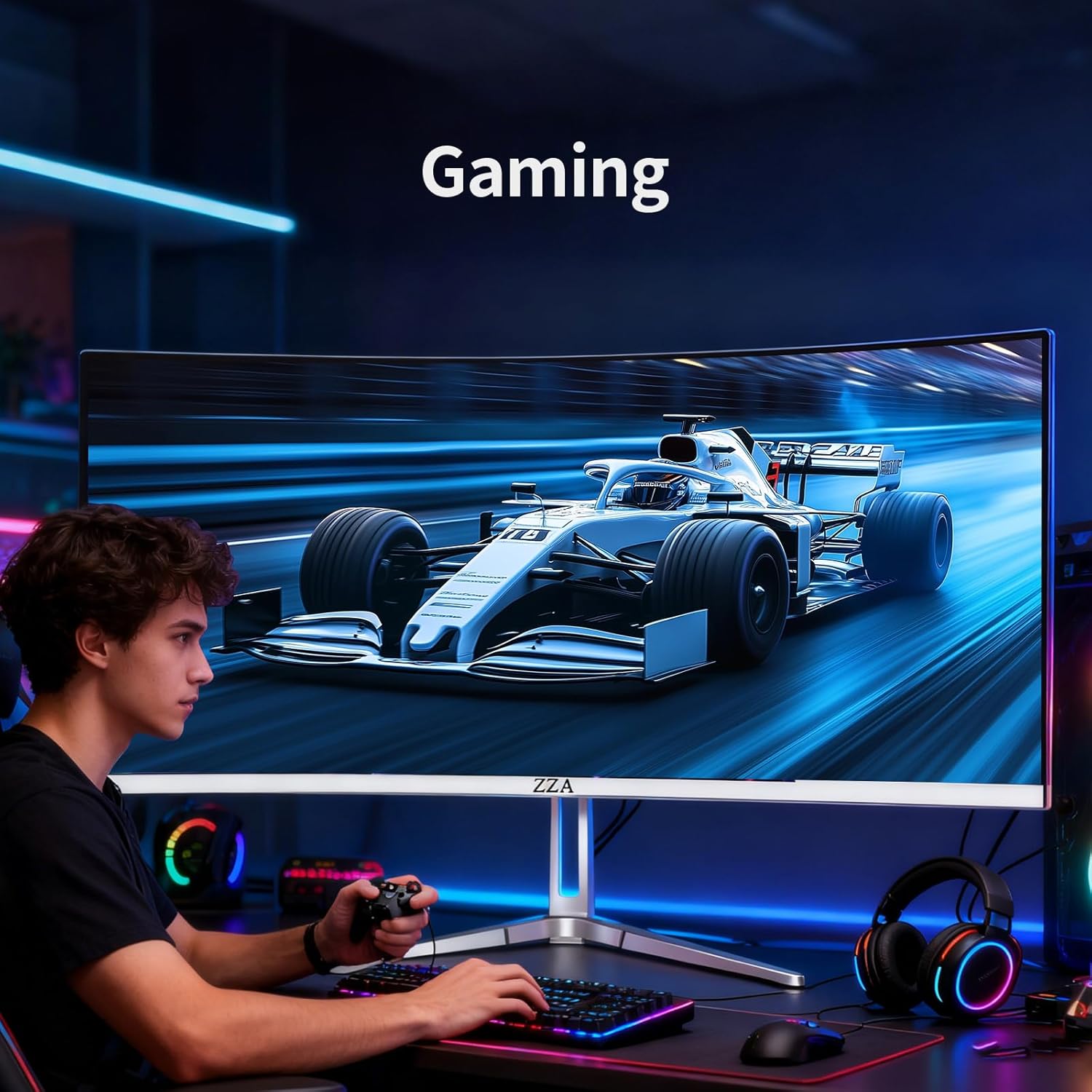 Thumbnail 6 de ZZA 34'' Curved Ultrawide Gaming Monitor (3440×1440, 180Hz) — FreeSync, HDMI 2.1 & DP 1.4, PBP