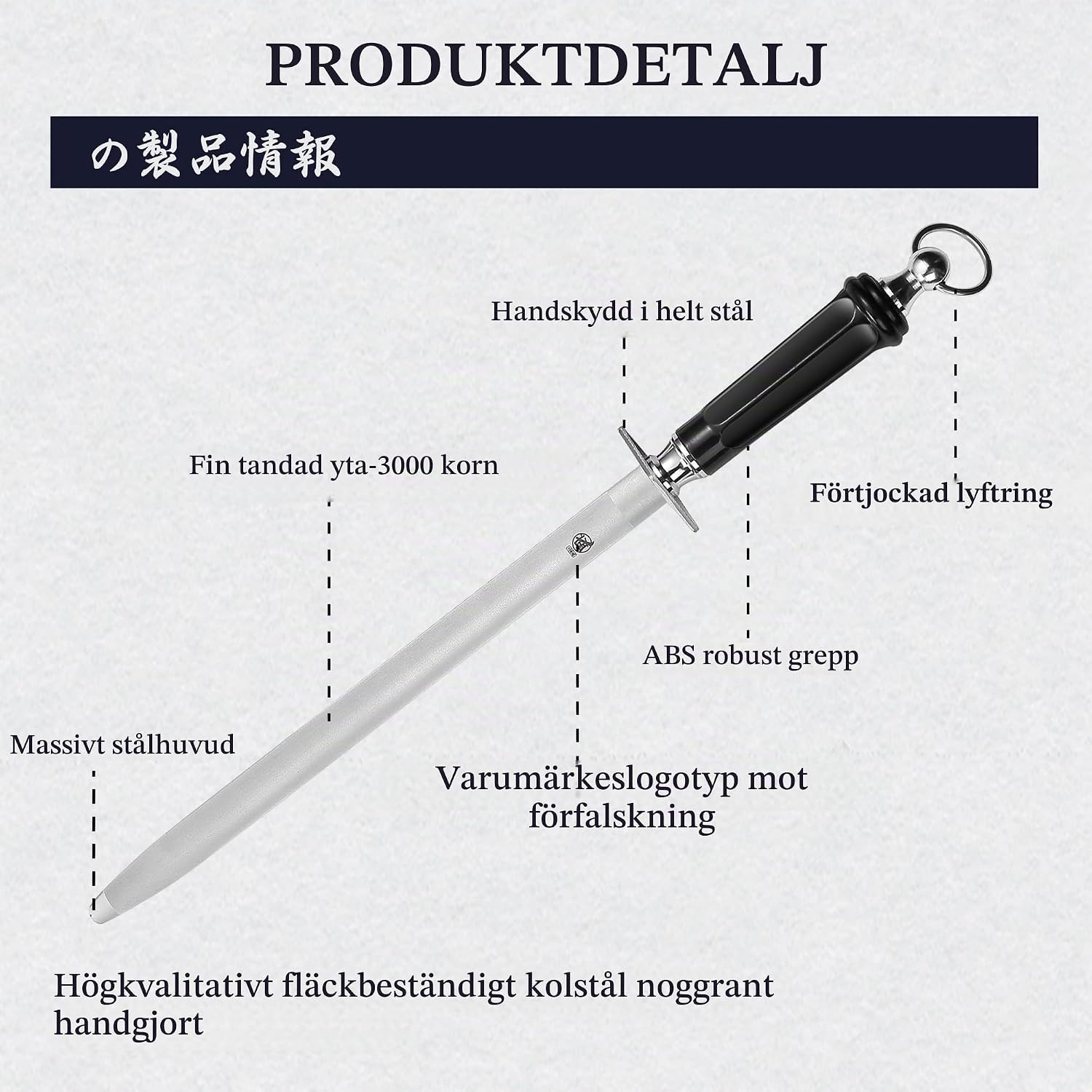 Detalle de MITSUMOTO SAKARI Formes Plates 40 cm diamantbrynstål för köksknivar