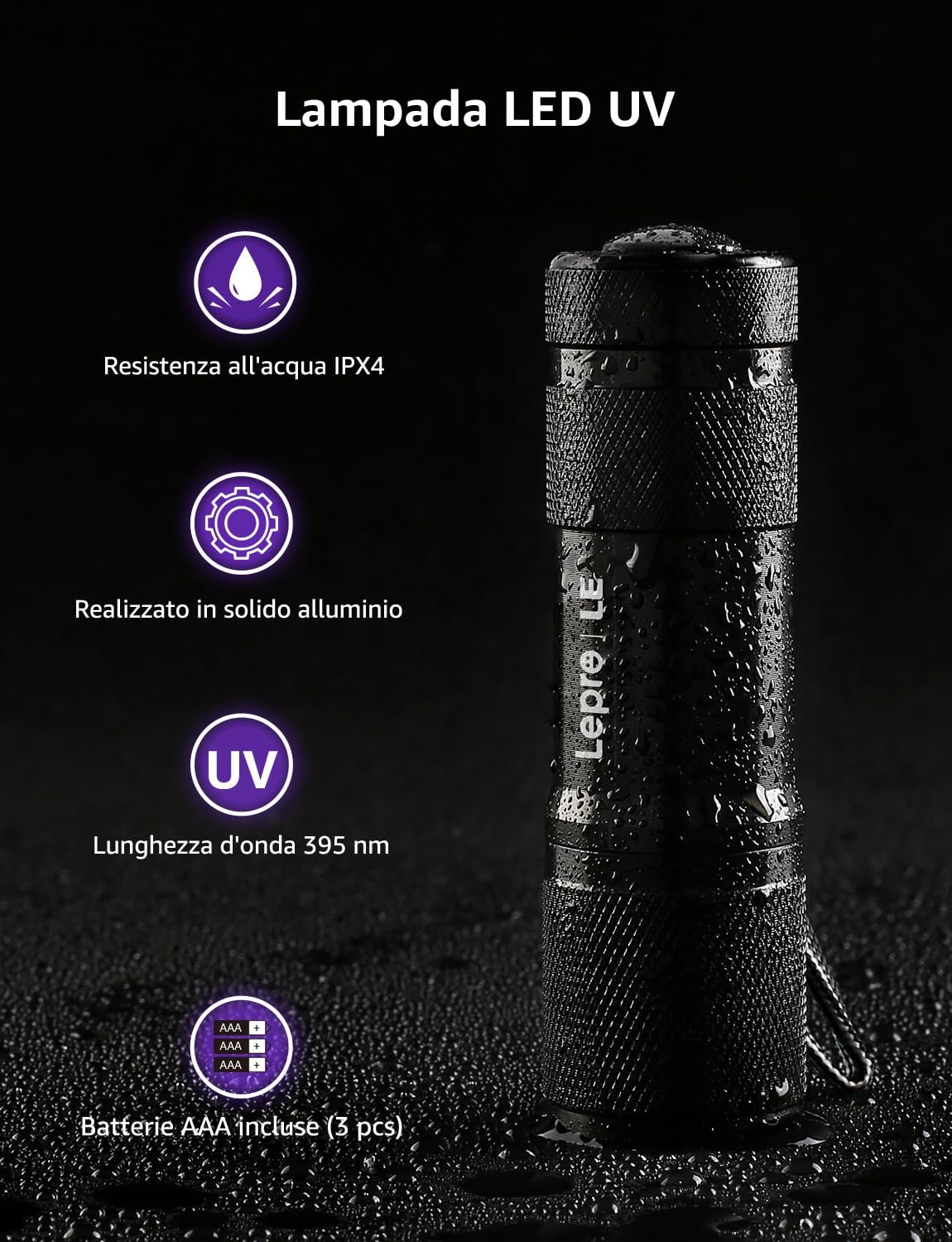 Detalle 2 de Lighting EVER Torcia UV 395 nm 2 pezzi