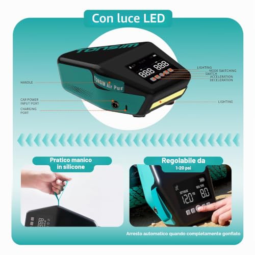 Thumbnail 2 de TONSIM Pompa Elettrica Sup con Batteria 20 PSI: gonfiaggio rapido, tre modalità intelligenti e alimentazione auto per paddle board
