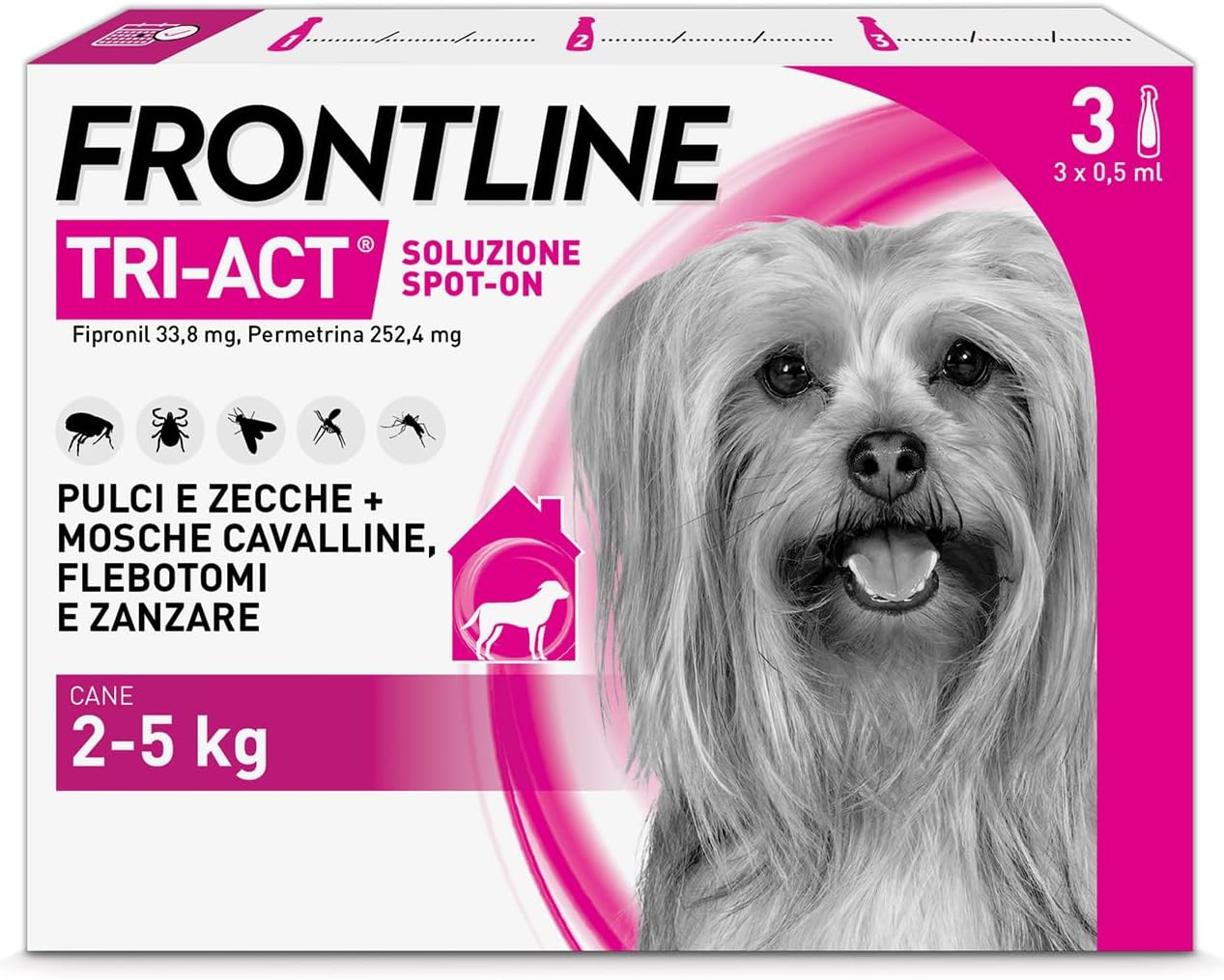 Thumbnail 6 de Frontline Tri-Act x3 Antiparassitario Cani 5-10 Kg – Protezione contro pulci, zecche, zanzare e flebotomi